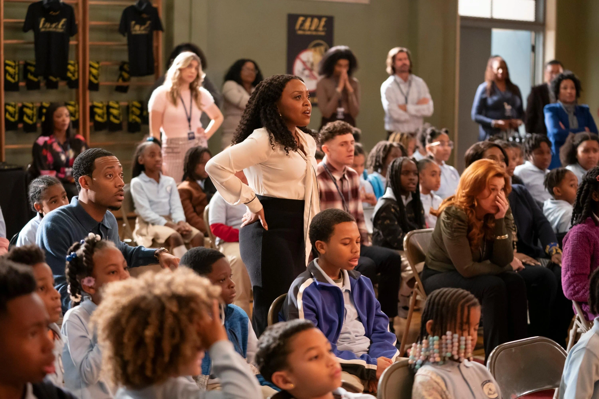 Lisa Ann Walter, Tyler James Williams, Chris Perfetti, and Quinta Brunson in Abbott Elementary (2021)