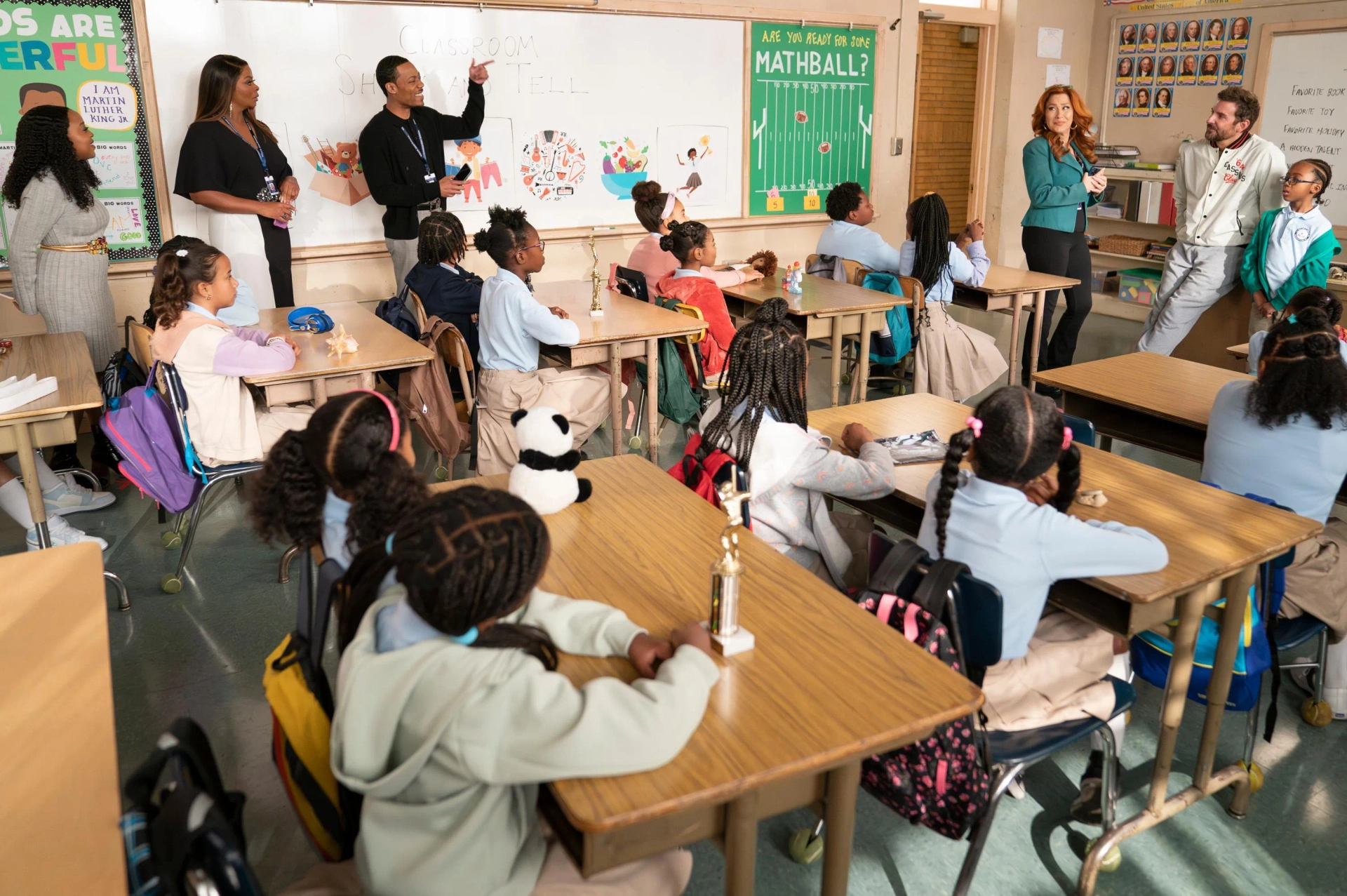 Bradley Cooper, Lisa Ann Walter, Tyler James Williams, Quinta Brunson, and Janelle James in Abbott Elementary (2021)