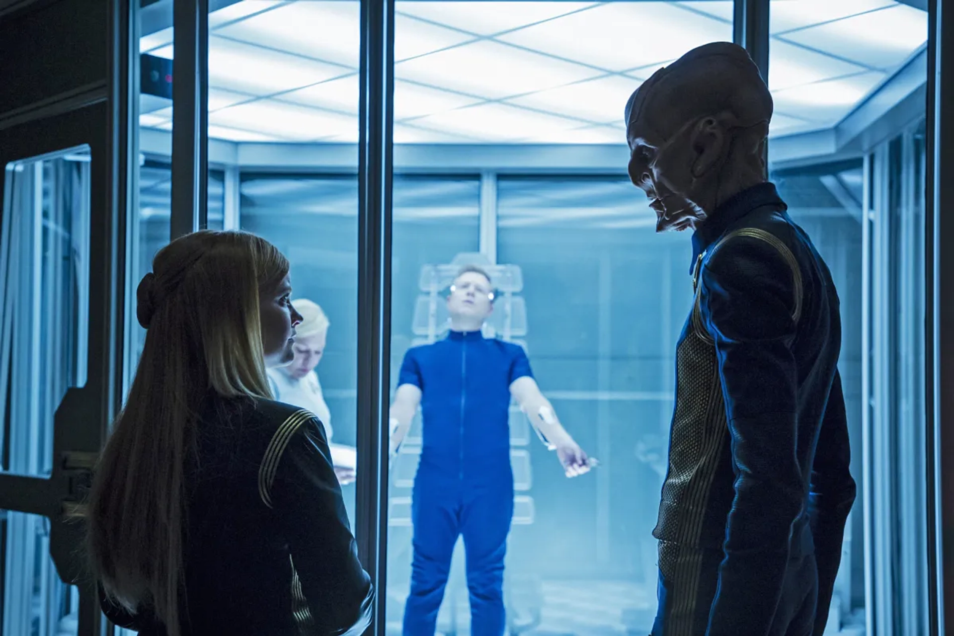 Doug Jones, Anthony Rapp, and Mary Wiseman in Star Trek: Discovery (2017)