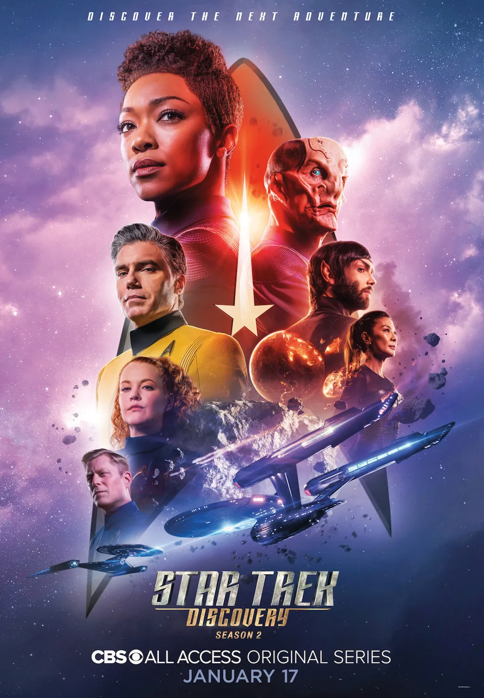 Michelle Yeoh, Doug Jones, Anson Mount, Ethan Peck, Anthony Rapp, Sonequa Martin-Green, and Mary Wiseman in Star Trek: Discovery (2017)