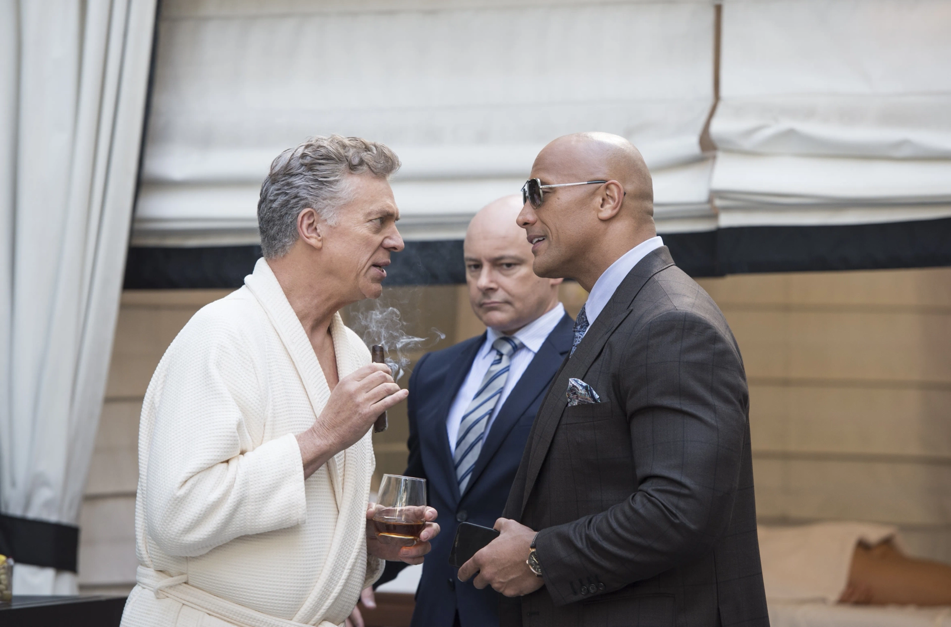 Christopher McDonald, Dwayne Johnson, and Rob Corddry in Ballers (2015)