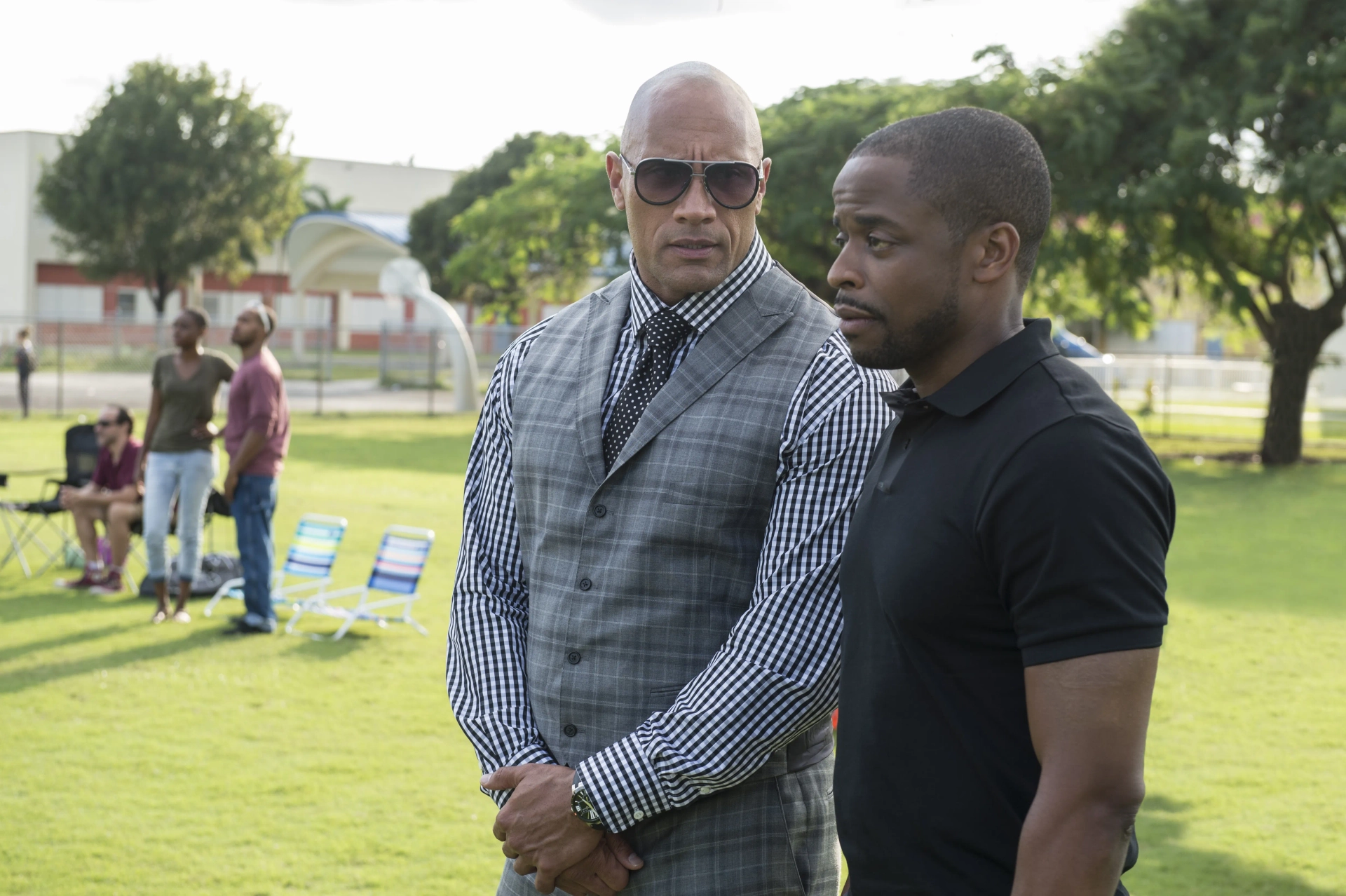 Dulé Hill and Dwayne Johnson in Ballers (2015)