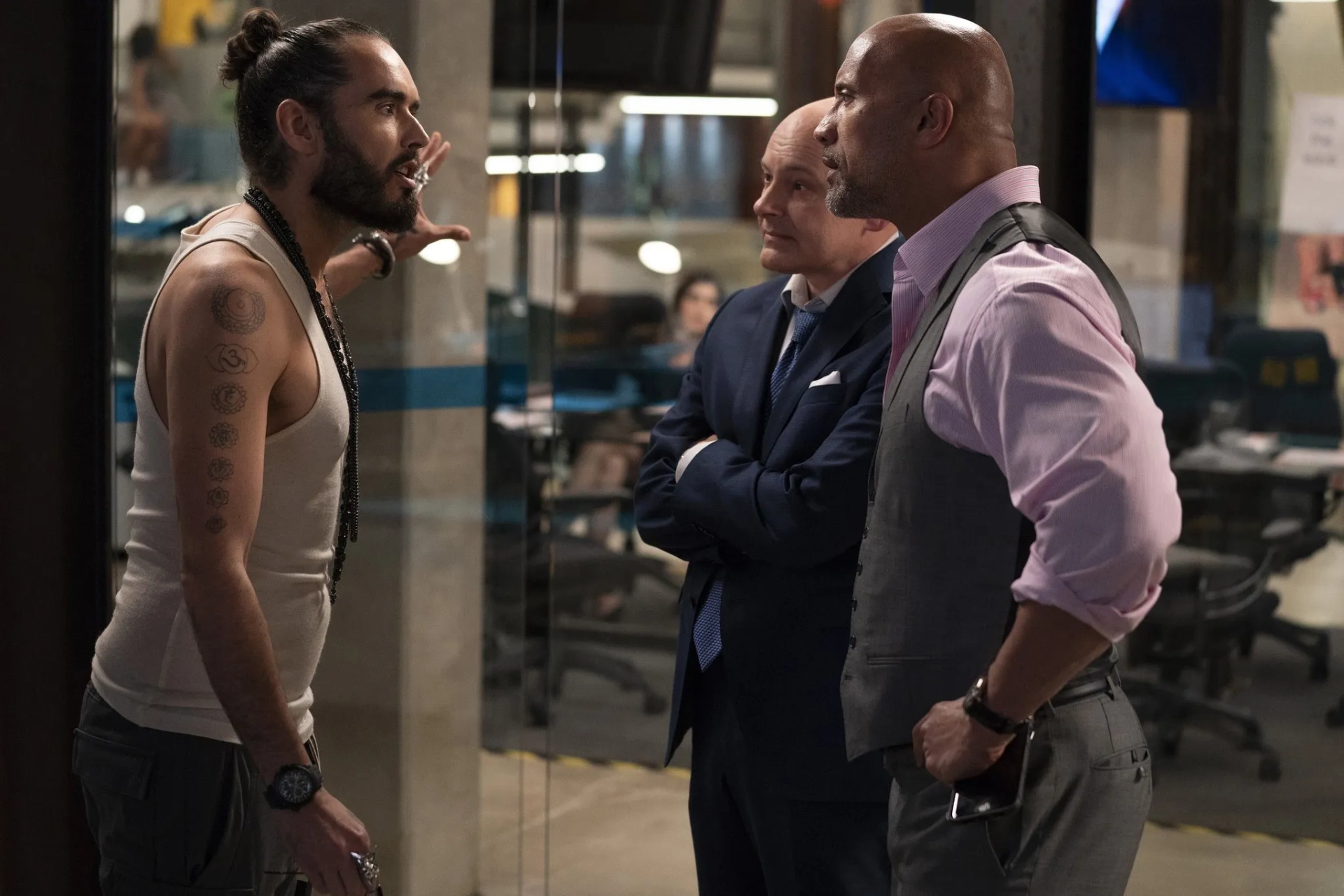 Dwayne Johnson, Rob Corddry, and Russell Brand in Ballers (2015)