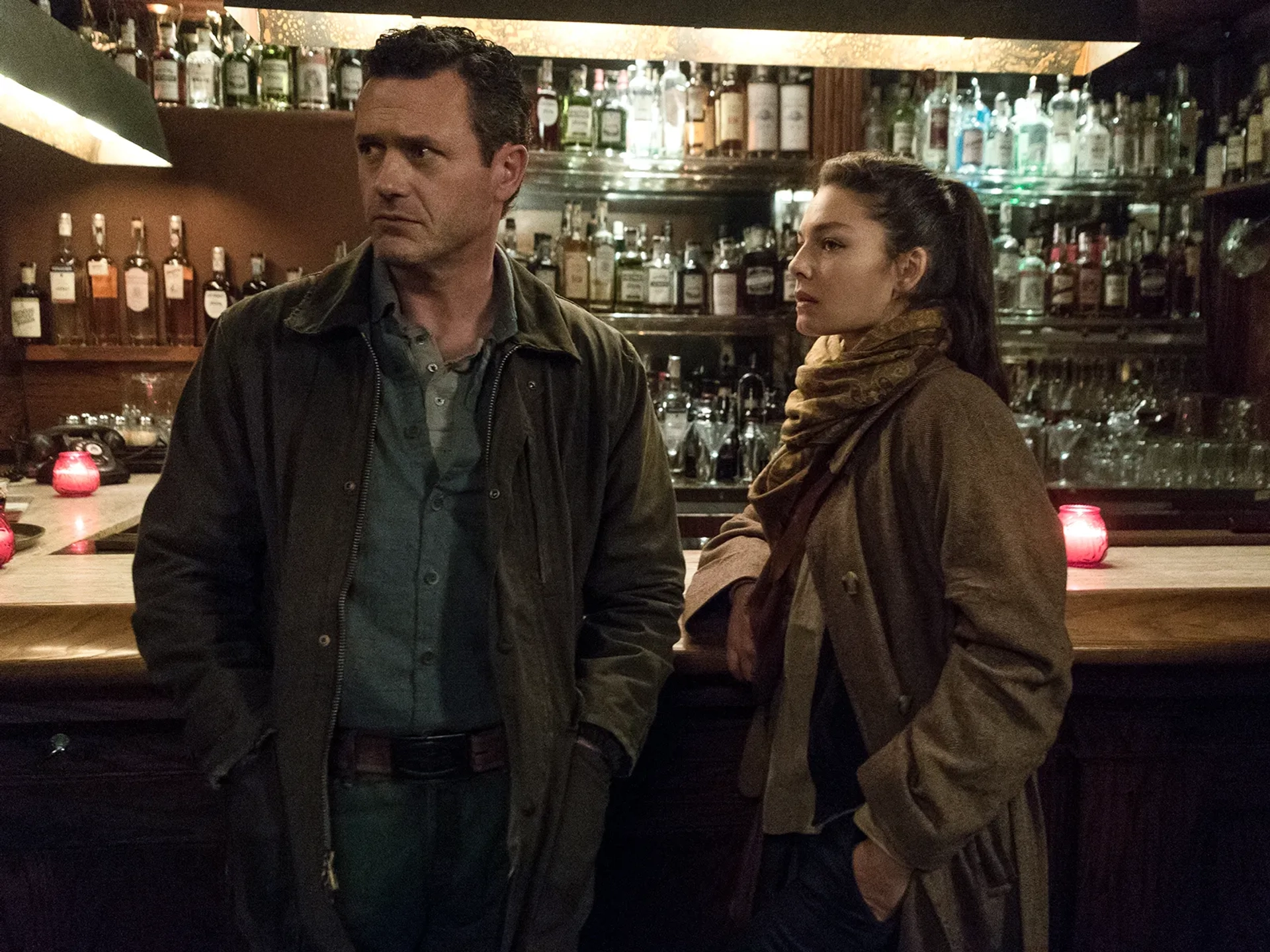 Jason O'Mara and Alexa Davalos in The Man in the High Castle (2015)