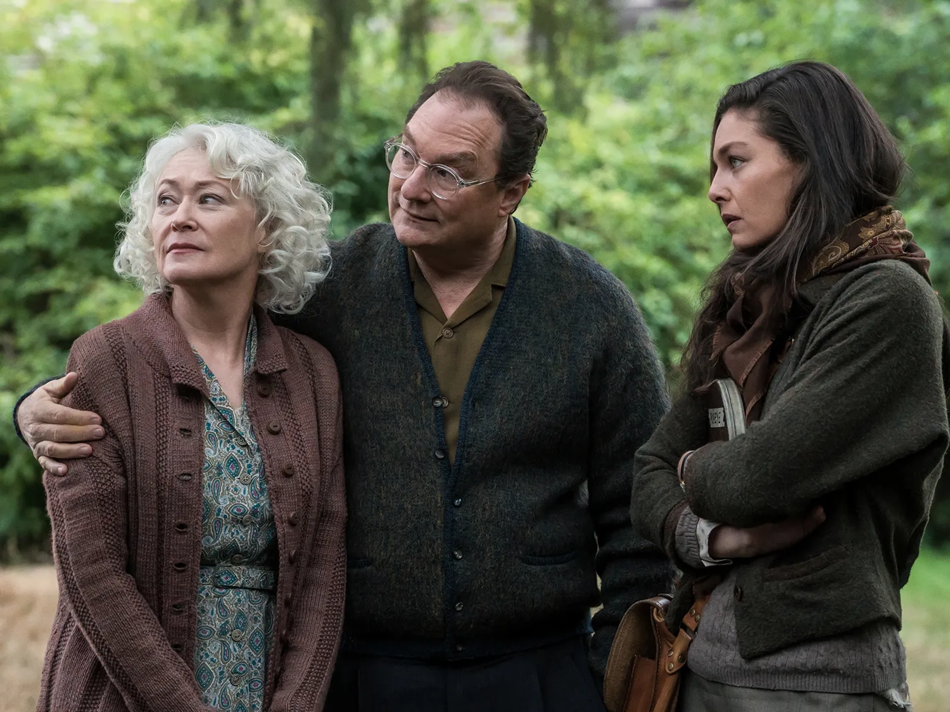 Ann Magnuson, Stephen Root, and Alexa Davalos in The Man in the High Castle (2015)