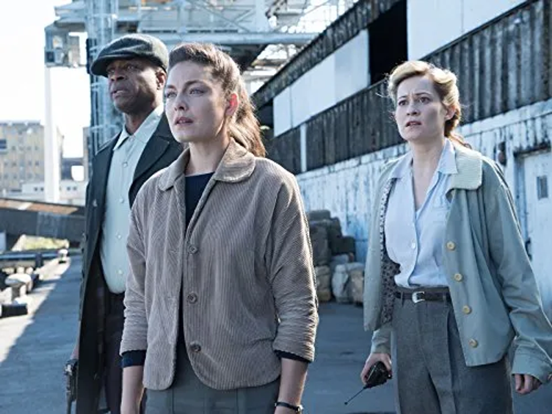 Camille Sullivan, Rick Worthy, and Alexa Davalos in The Man in the High Castle (2015)