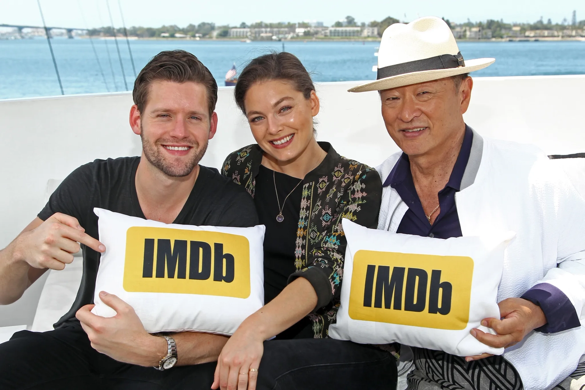 Cary-Hiroyuki Tagawa, Alexa Davalos, and Luke Kleintank at an event for The Man in the High Castle (2015)