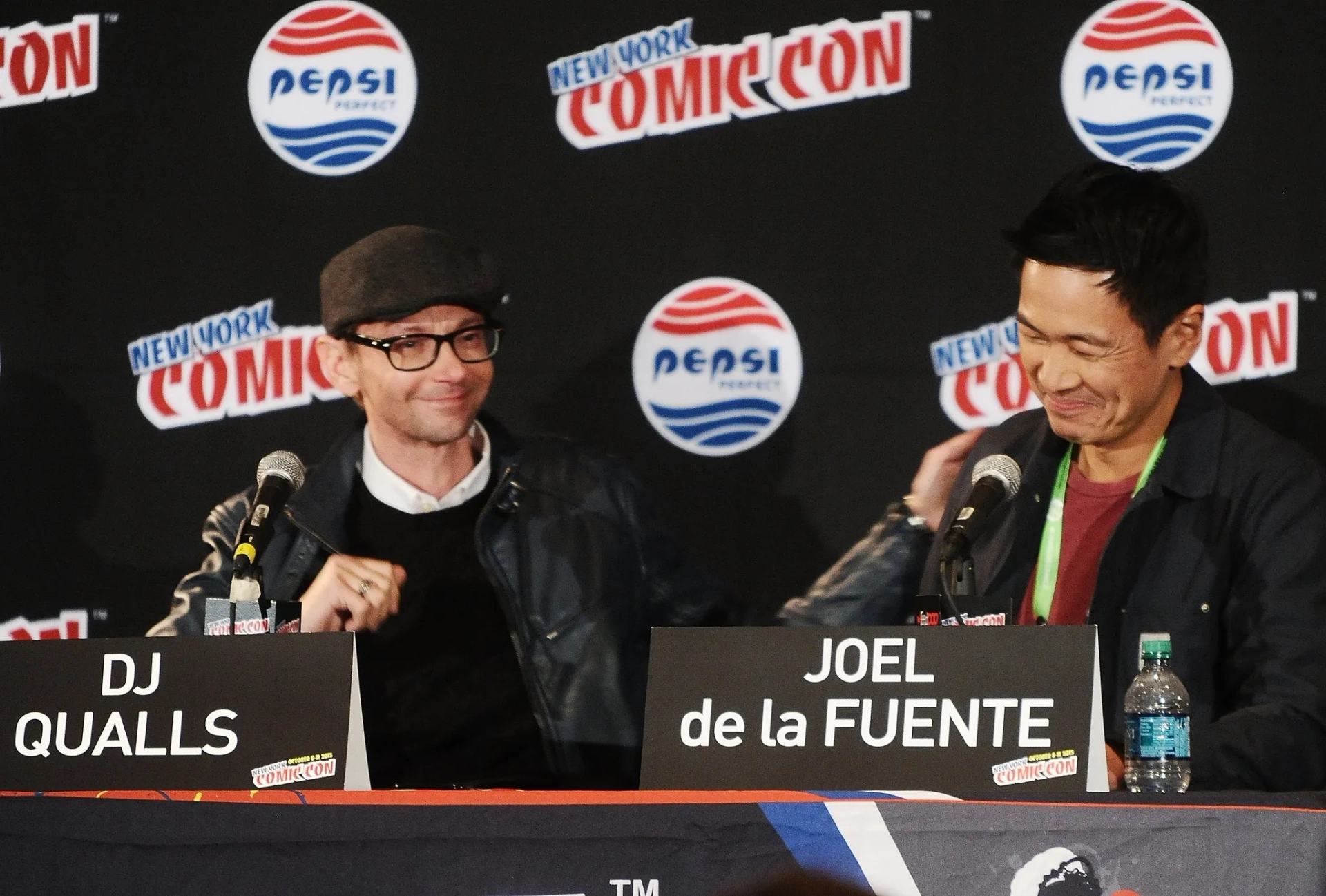 Joel de la Fuente and DJ Qualls at an event for The Man in the High Castle (2015)