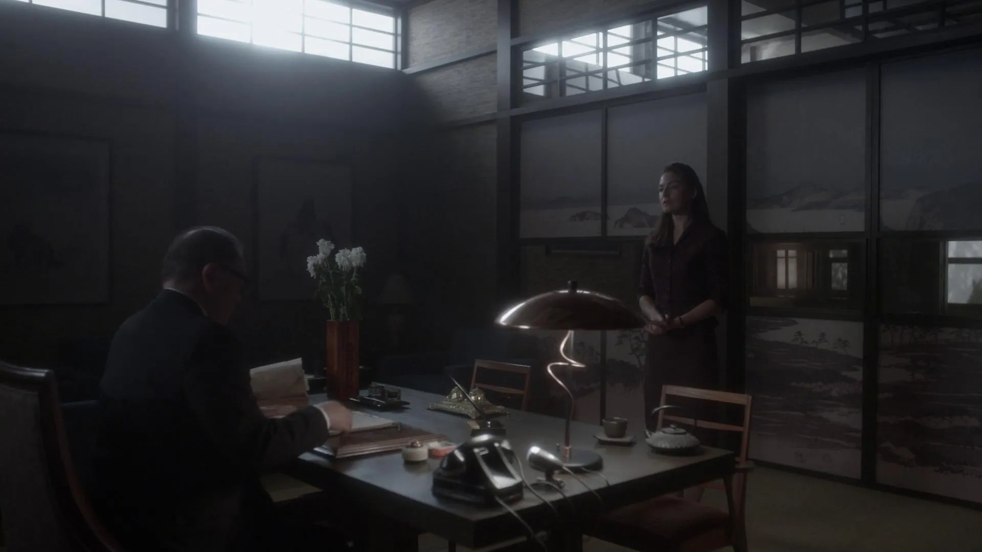 Cary-Hiroyuki Tagawa and Alexa Davalos in The Man in the High Castle (2015)