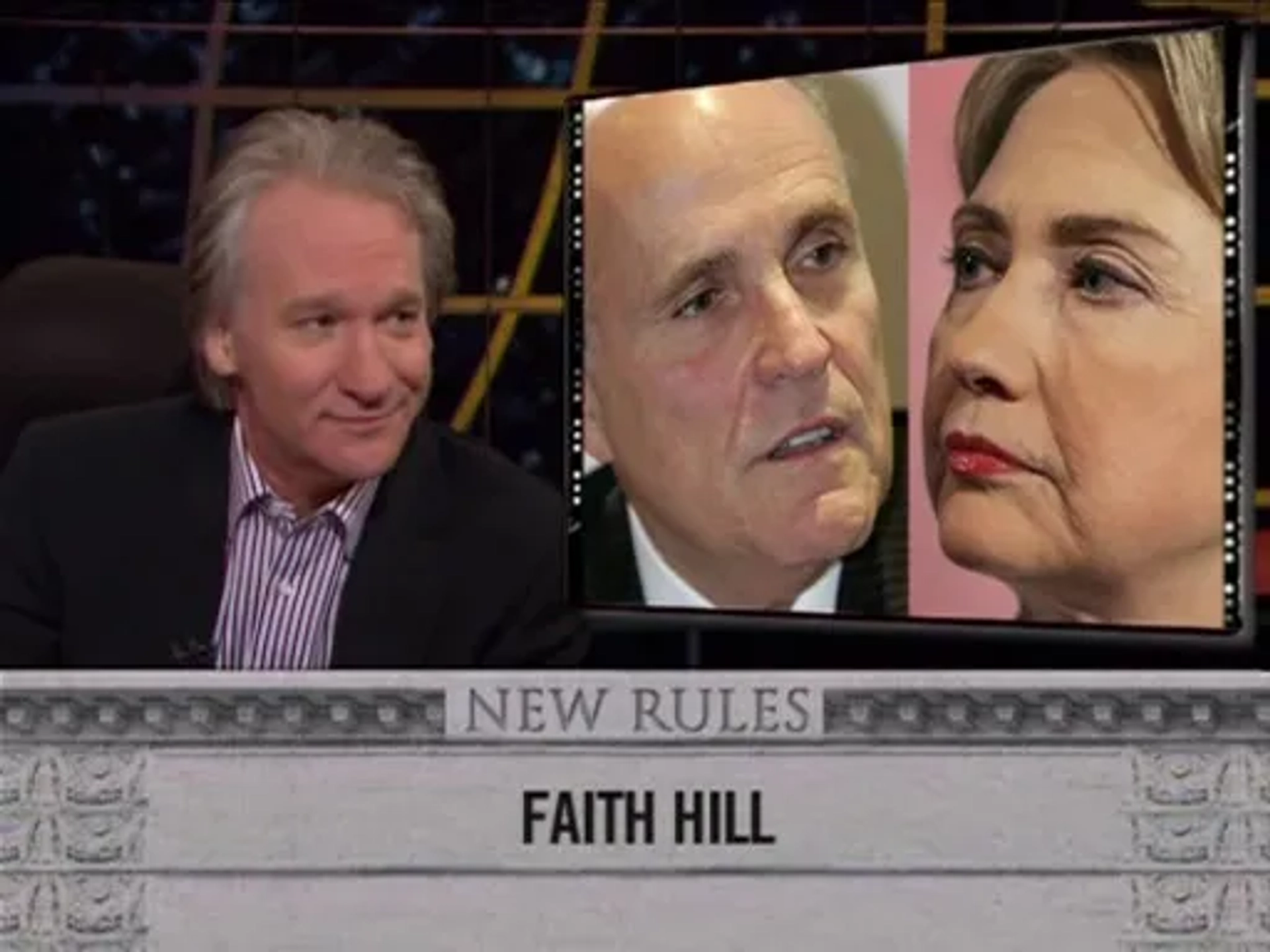 Bill Maher, Hillary Clinton, and Rudy Giuliani in Real Time with Bill Maher (2003)