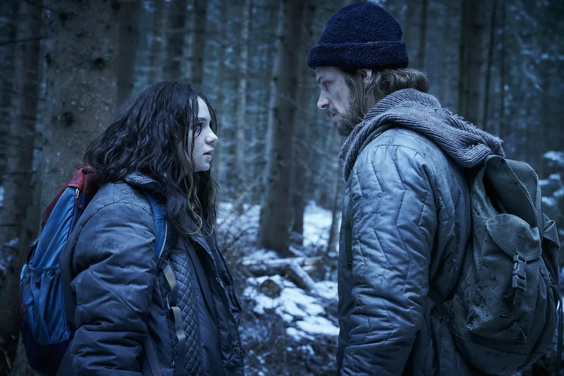 Joel Kinnaman and Esme Creed-Miles in Hanna (2019)