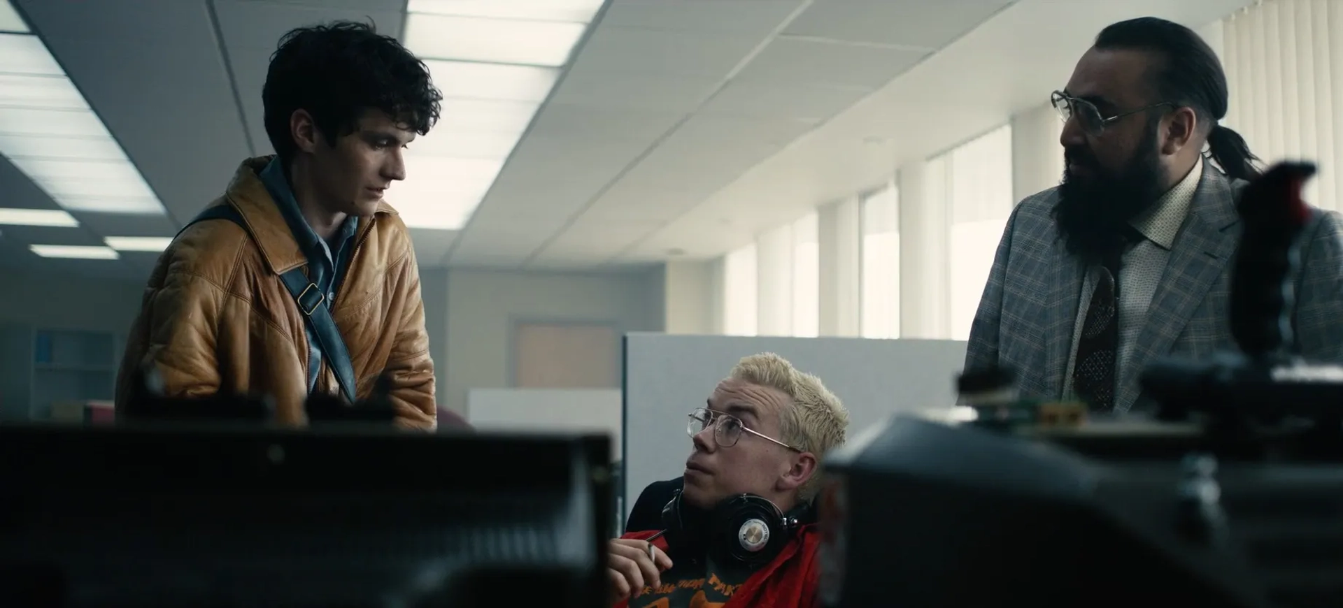 Will Poulter, Asim Chaudhry, and Fionn Whitehead in Black Mirror: Bandersnatch (2018)