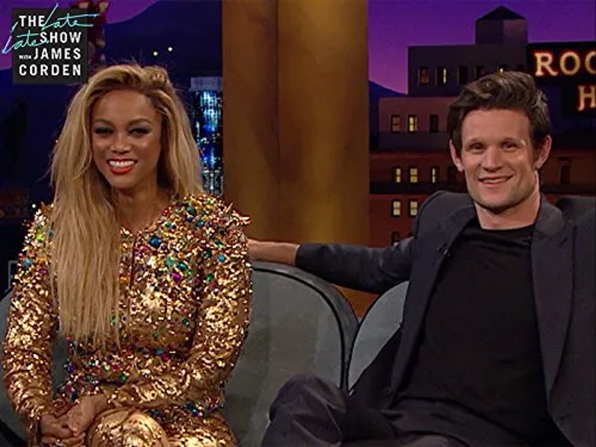 Tyra Banks and Matt Smith in The Late Late Show with James Corden (2015)