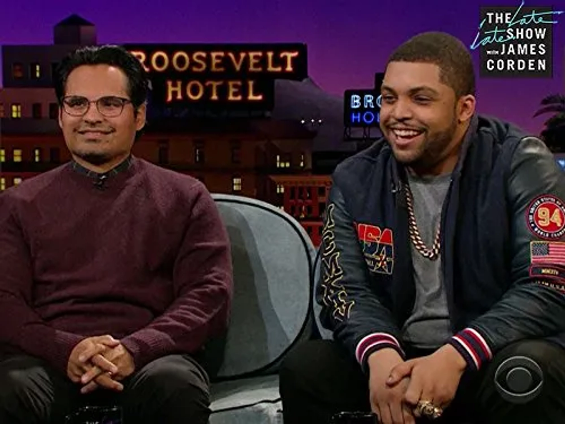 Michael Peña and O'Shea Jackson Jr. in The Late Late Show with James Corden (2015)