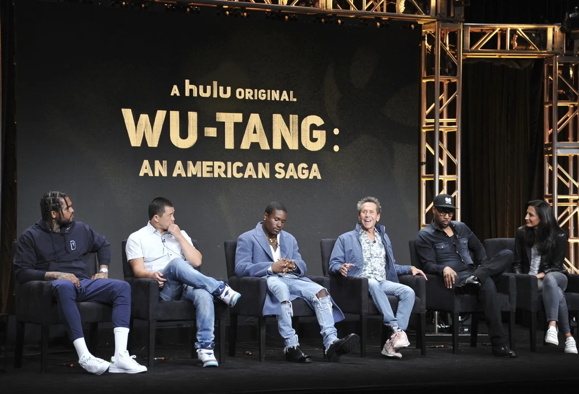 Brian Grazer, RZA, Alex Tse, Shameik Moore, and Dave East in Wu-Tang: An American Saga (2019)