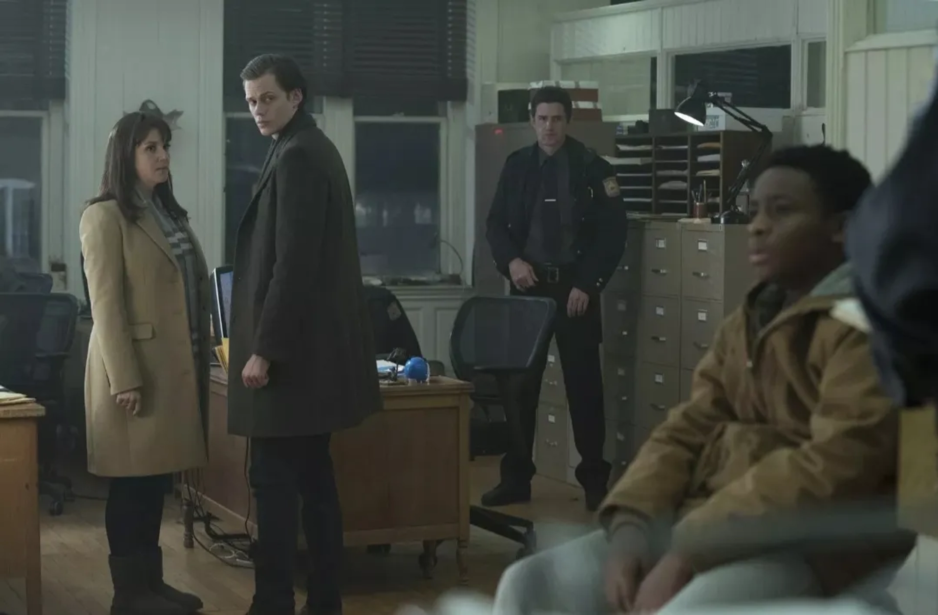 Melanie Lynskey, Noel Fisher, Bill Skarsgård, and Caleel Harris in Castle Rock (2018)