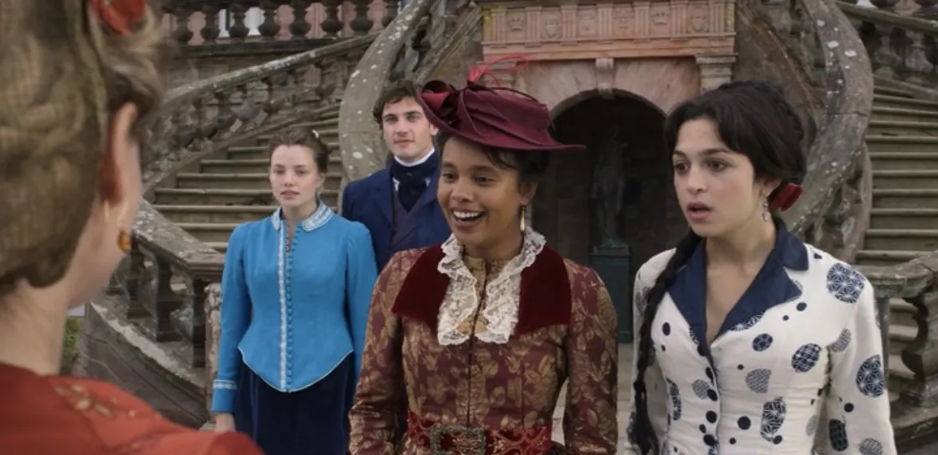 Guy Remmers, Alisha Boe, Josie Totah, and Kristine Froseth in The Buccaneers (2023)