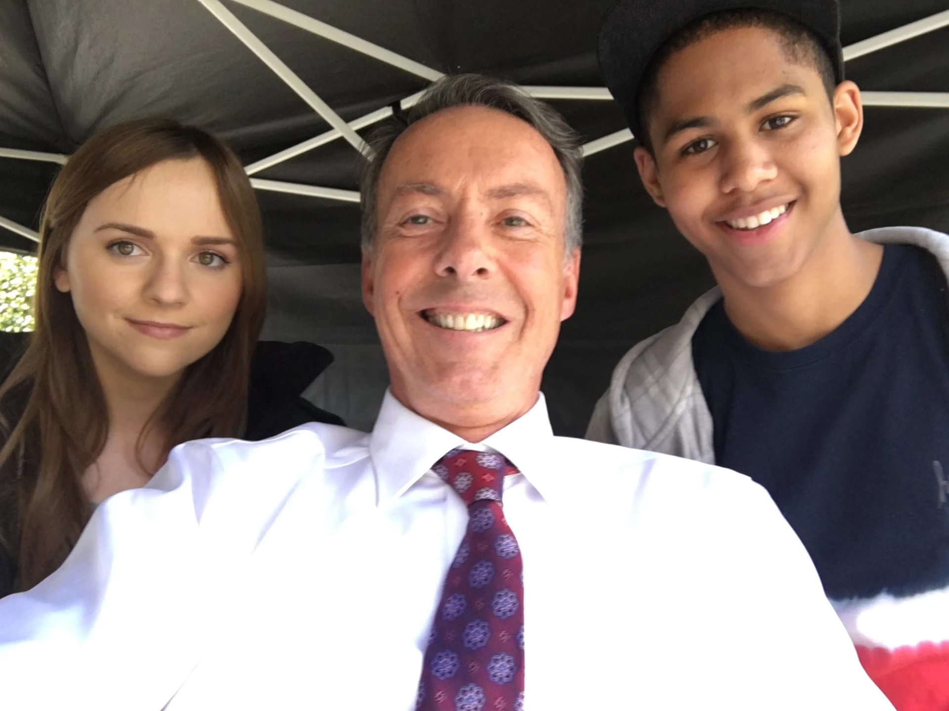 On set at "Casual": John Mawson, Tara Lynne Barr and Rhenzy Feliz.