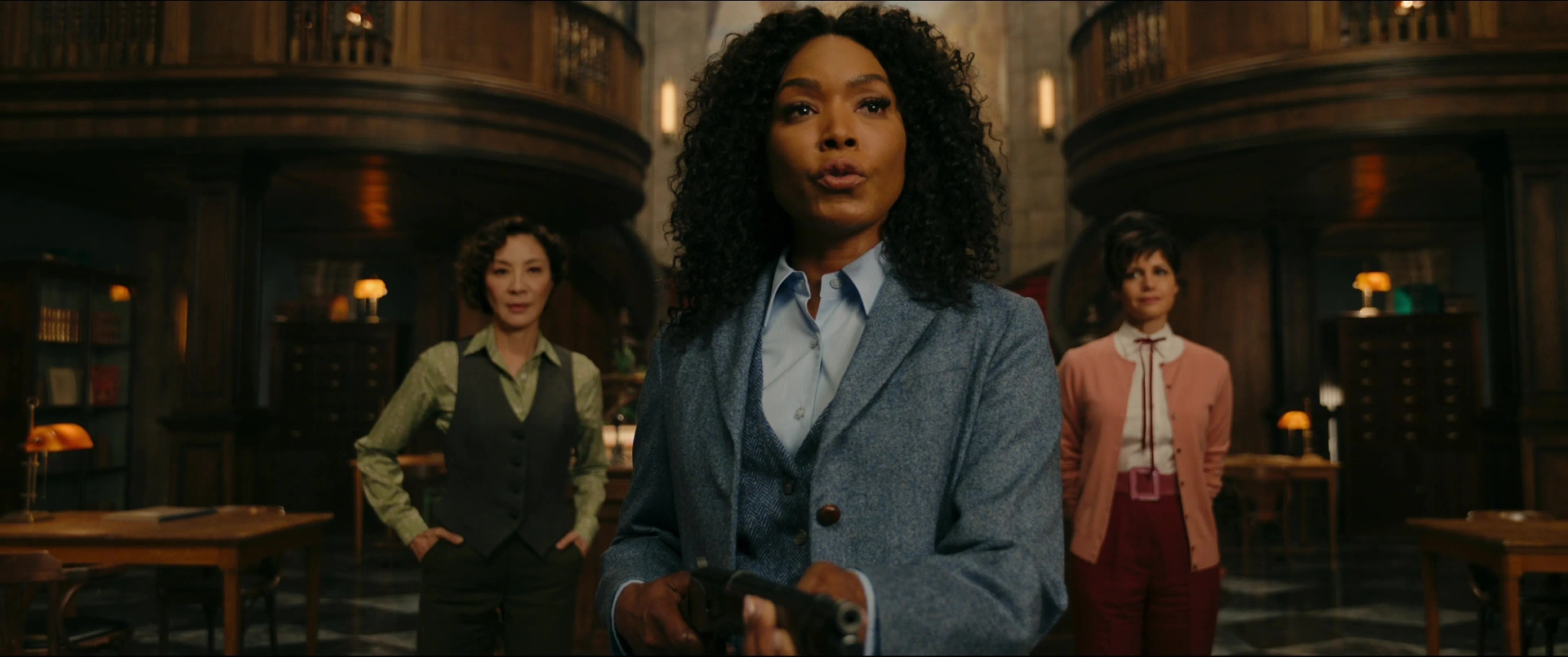 Angela Bassett, Michelle Yeoh, and Carla Gugino in Gunpowder Milkshake (2021)