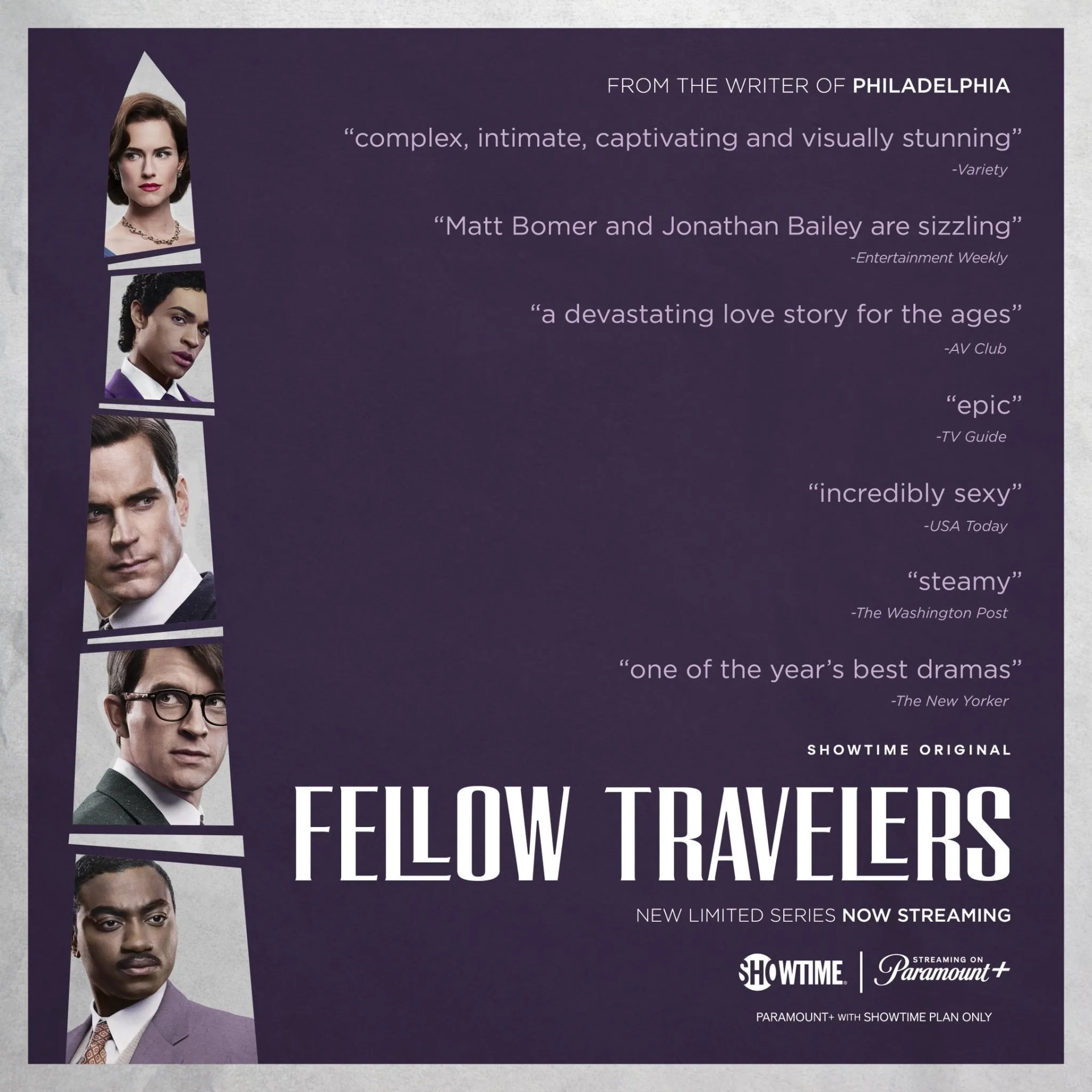 Jonathan Bailey, Matt Bomer, Noah J. Ricketts, Allison Williams, and Jelani Alladin in Fellow Travelers (2023)