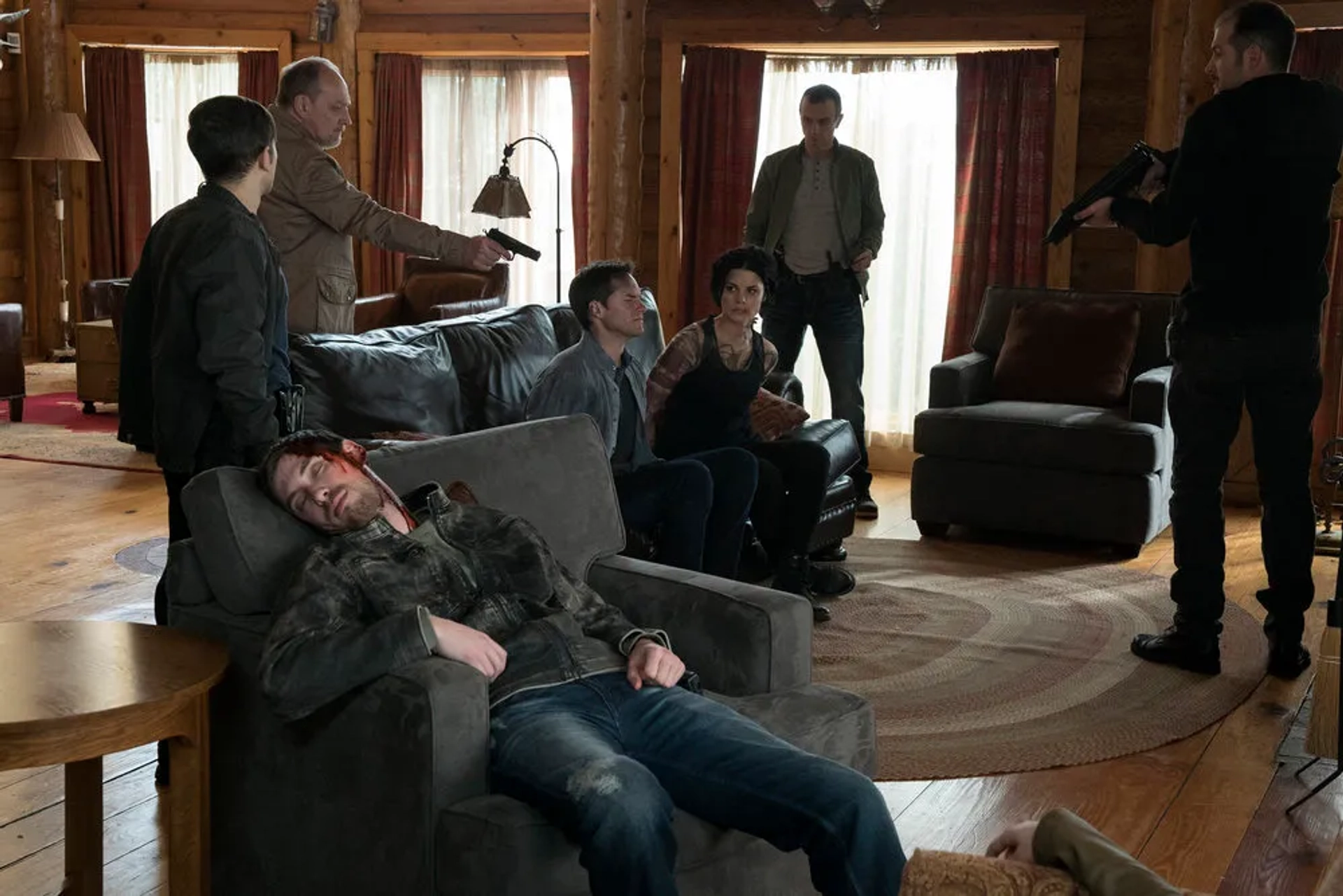 Zach Grenier, Jonathan Patrick Moore, Jaimie Alexander, Oleg Ossayenko, Noah Schultz, Hannah Scott, and Peter Wallack in Blindspot (2015)