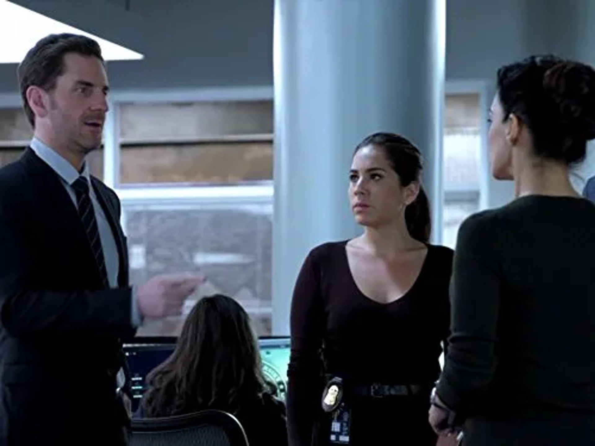 Archie Panjabi, Aaron Abrams, and Audrey Esparza in Blindspot (2015)