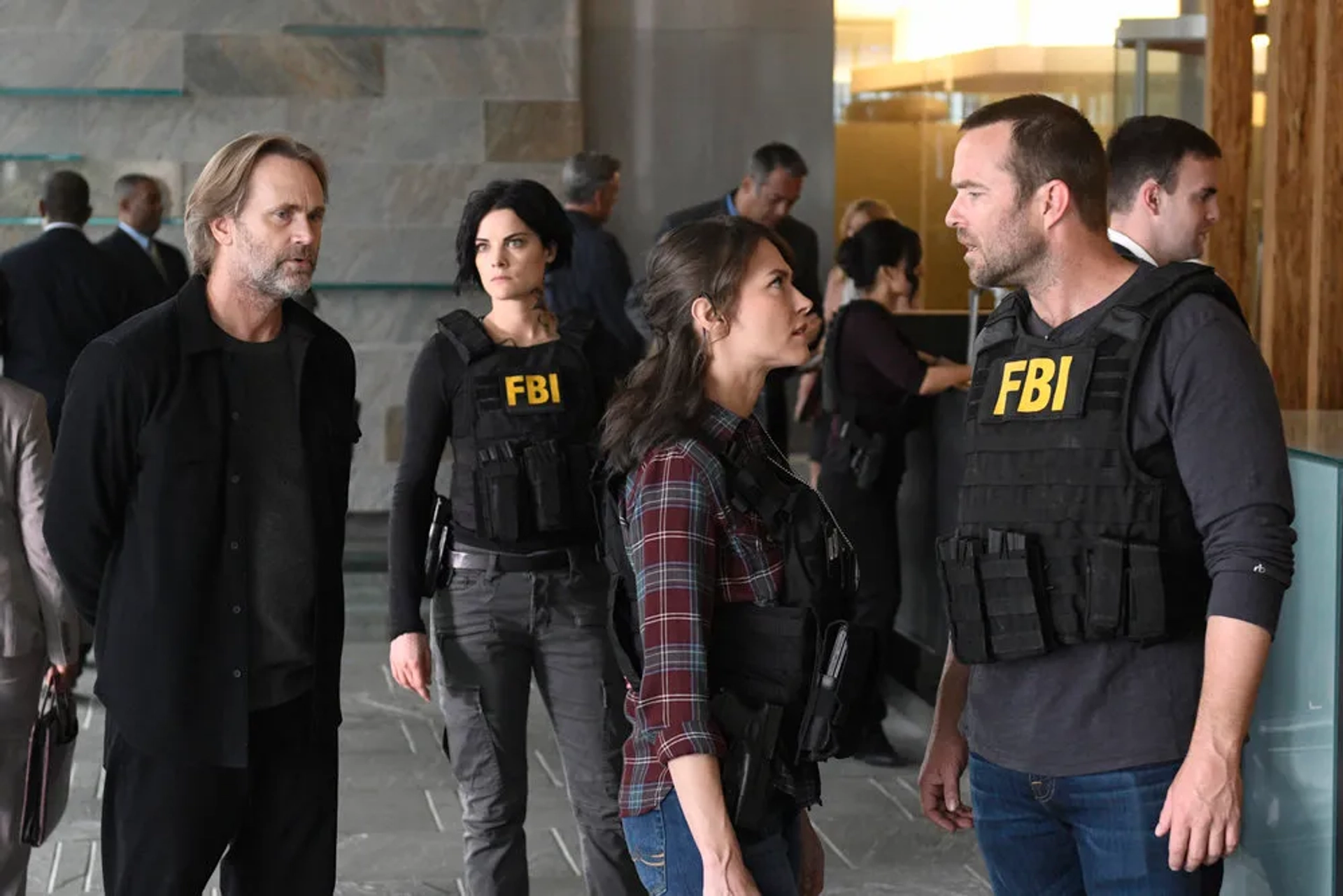 Trieste Kelly Dunn, Sullivan Stapleton, Lee Tergesen, and Jaimie Alexander in Blindspot (2015)