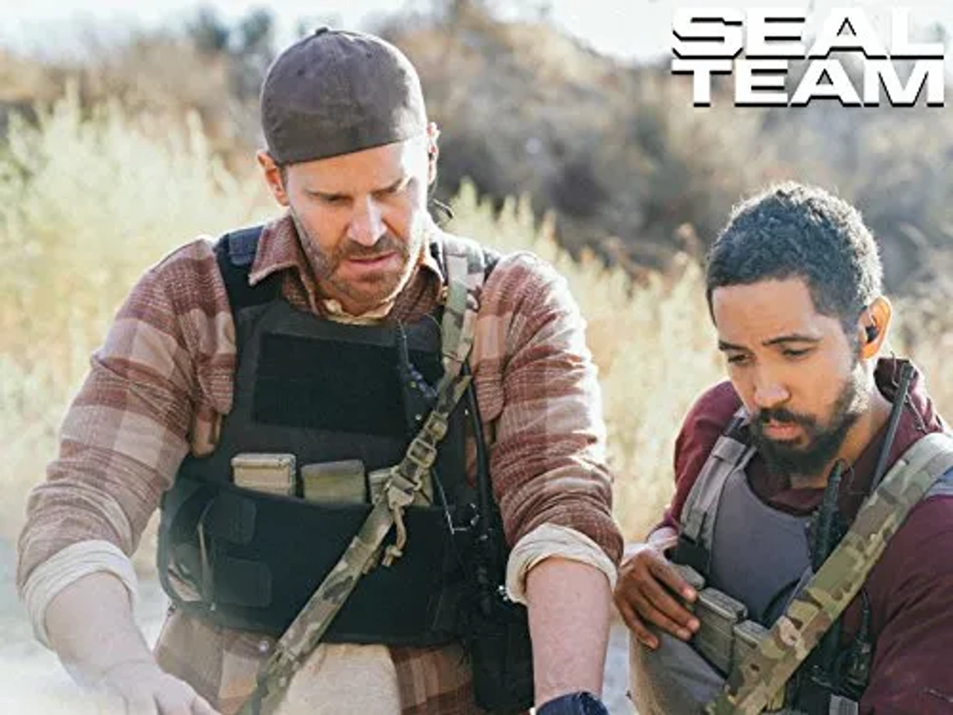 David Boreanaz and Neil Brown Jr. in SEAL Team (2017)