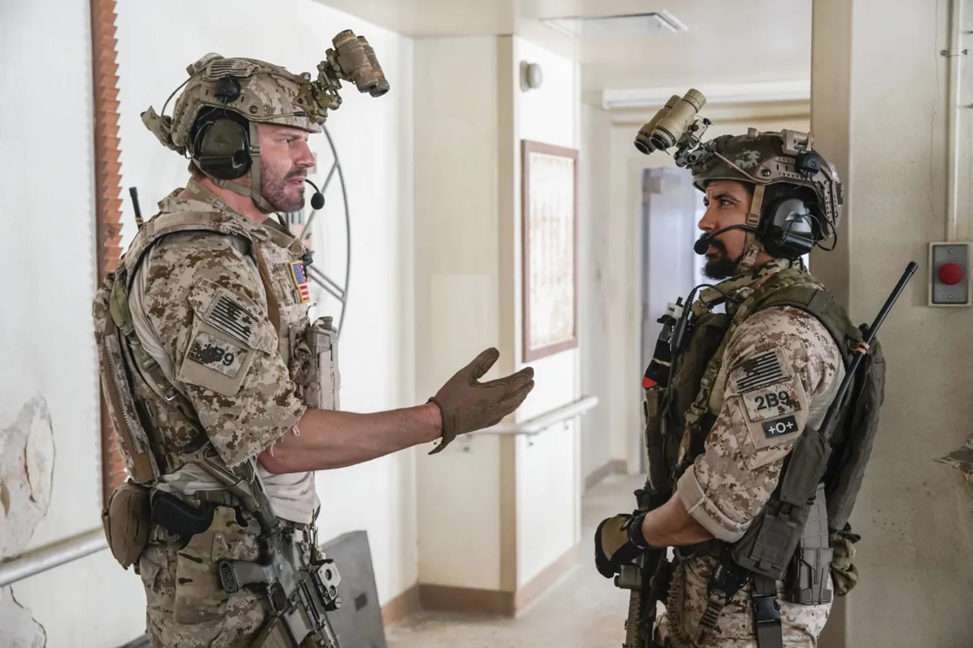 David Boreanaz and Neil Brown Jr. in SEAL Team (2017)