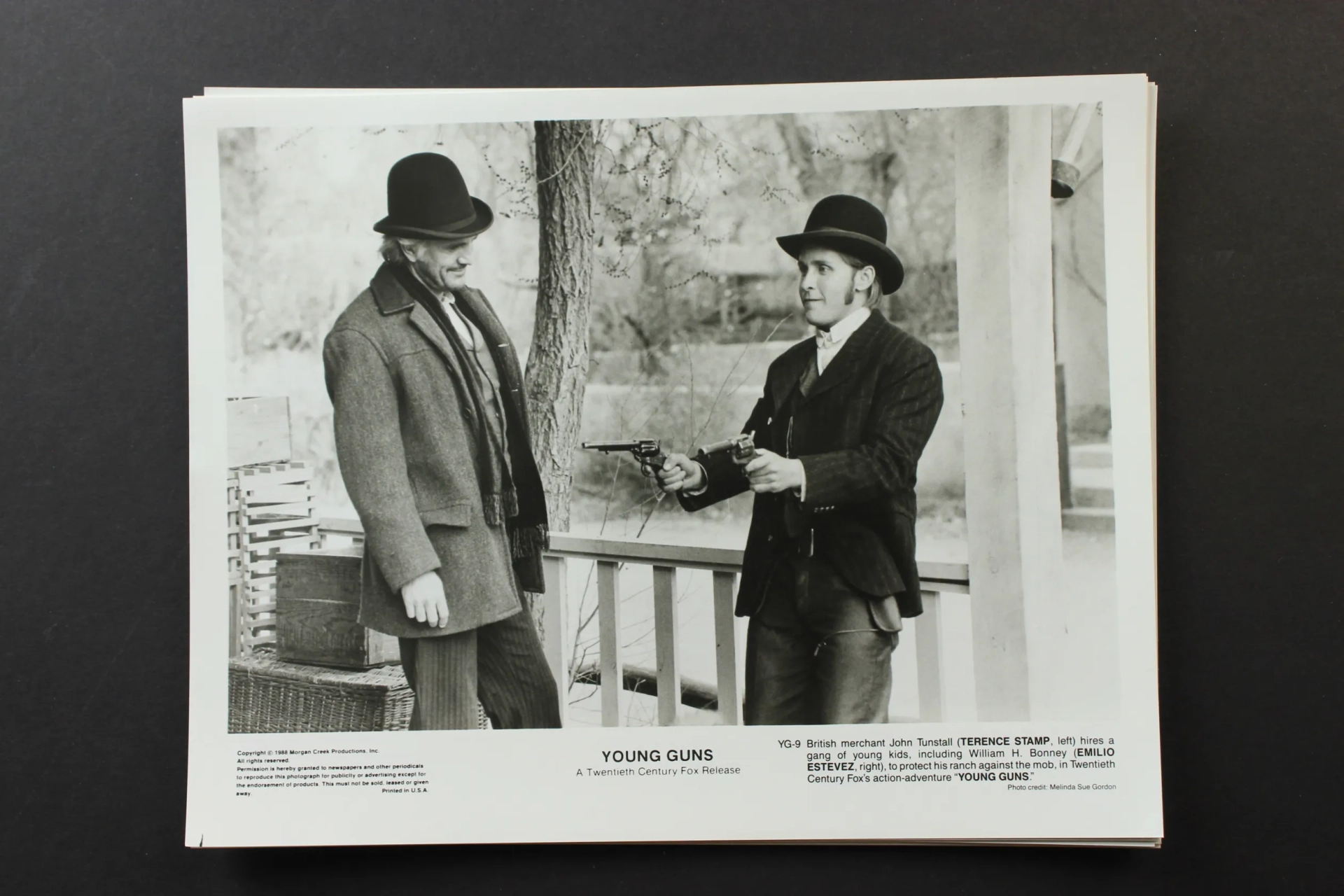 Emilio Estevez and Terence Stamp in Young Guns (1988)