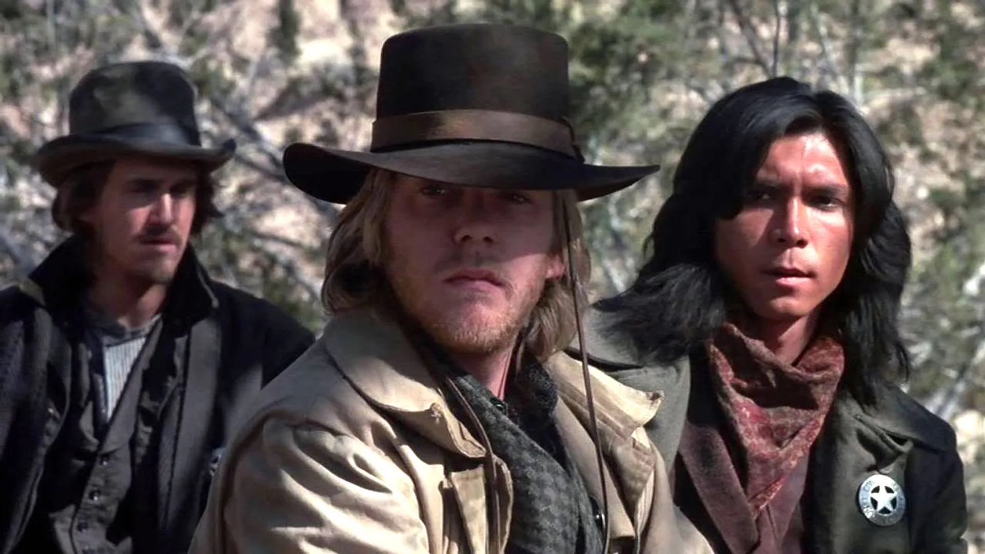 Kiefer Sutherland, Lou Diamond Phillips, and Geoffrey Blake in Young Guns (1988)