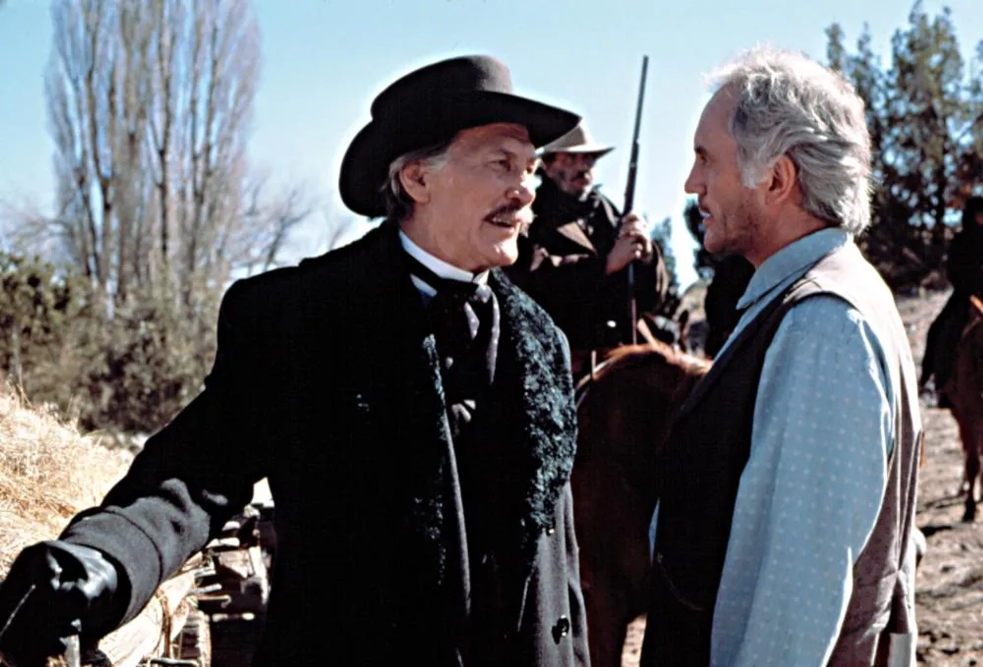 Terence Stamp and Jack Palance in Young Guns (1988)