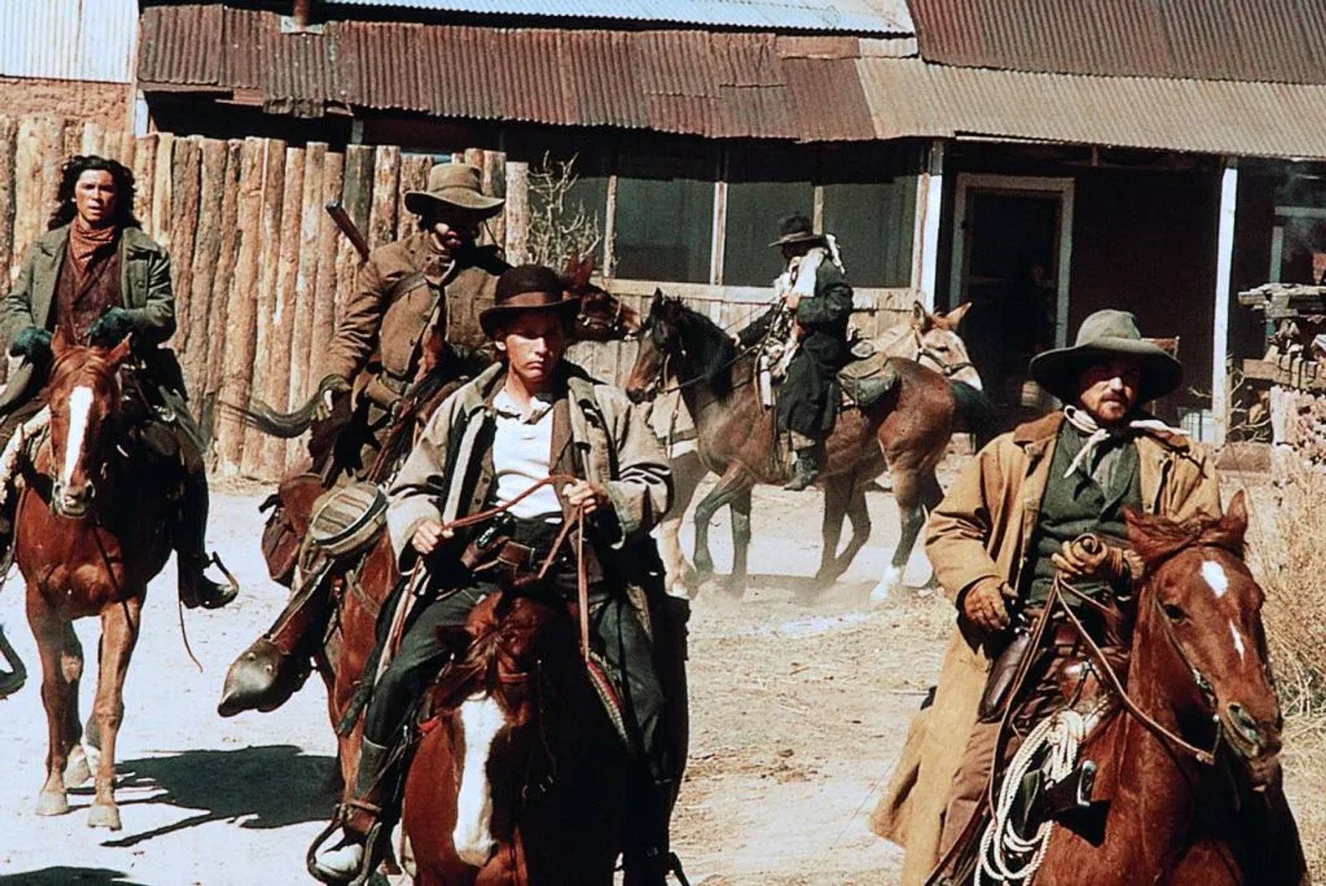 Emilio Estevez, Dermot Mulroney, Lou Diamond Phillips, and Casey Siemaszko in Young Guns (1988)