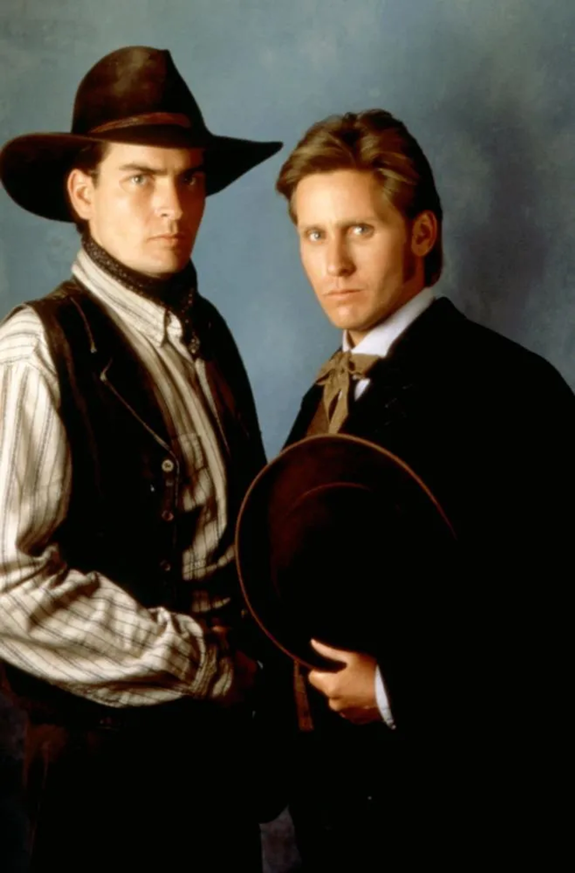 Charlie Sheen and Emilio Estevez in Young Guns (1988)