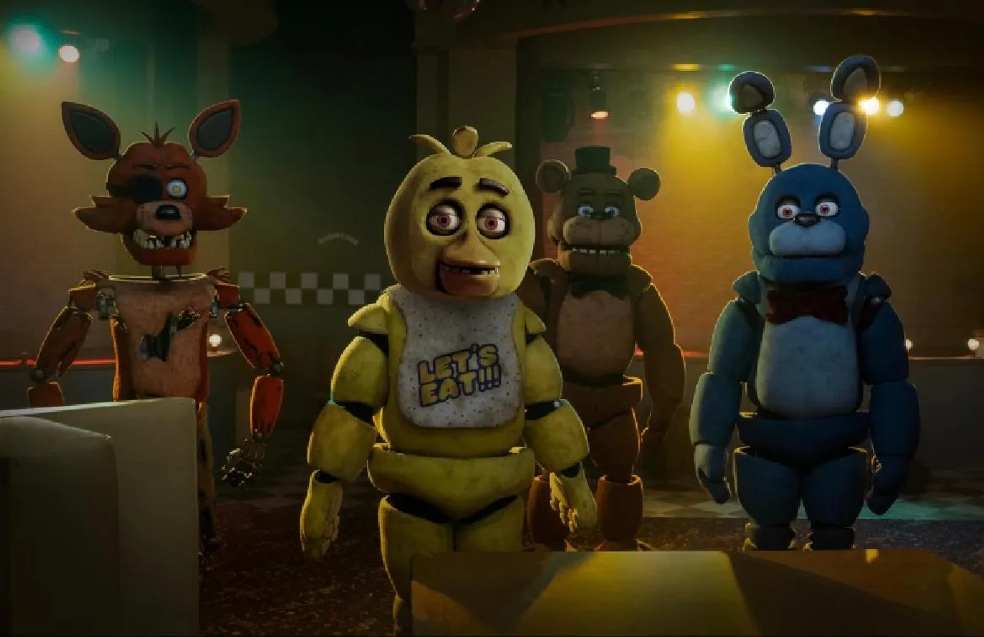 Kevin Foster, Jess Weiss, Artie Esposito, Asher Colton Spence, Jade Kindar-Martin, Russ Walko, Sarah Sarang Oh, and Kellen Goff in Five Nights at Freddy's (2023)