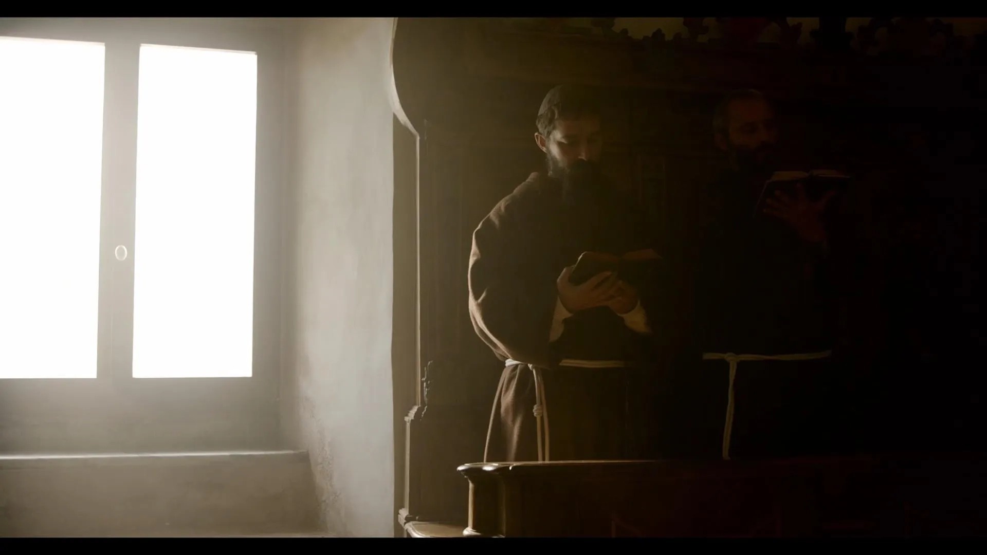 Shia LaBeouf and Matteo Totaro in Padre Pio (2022)