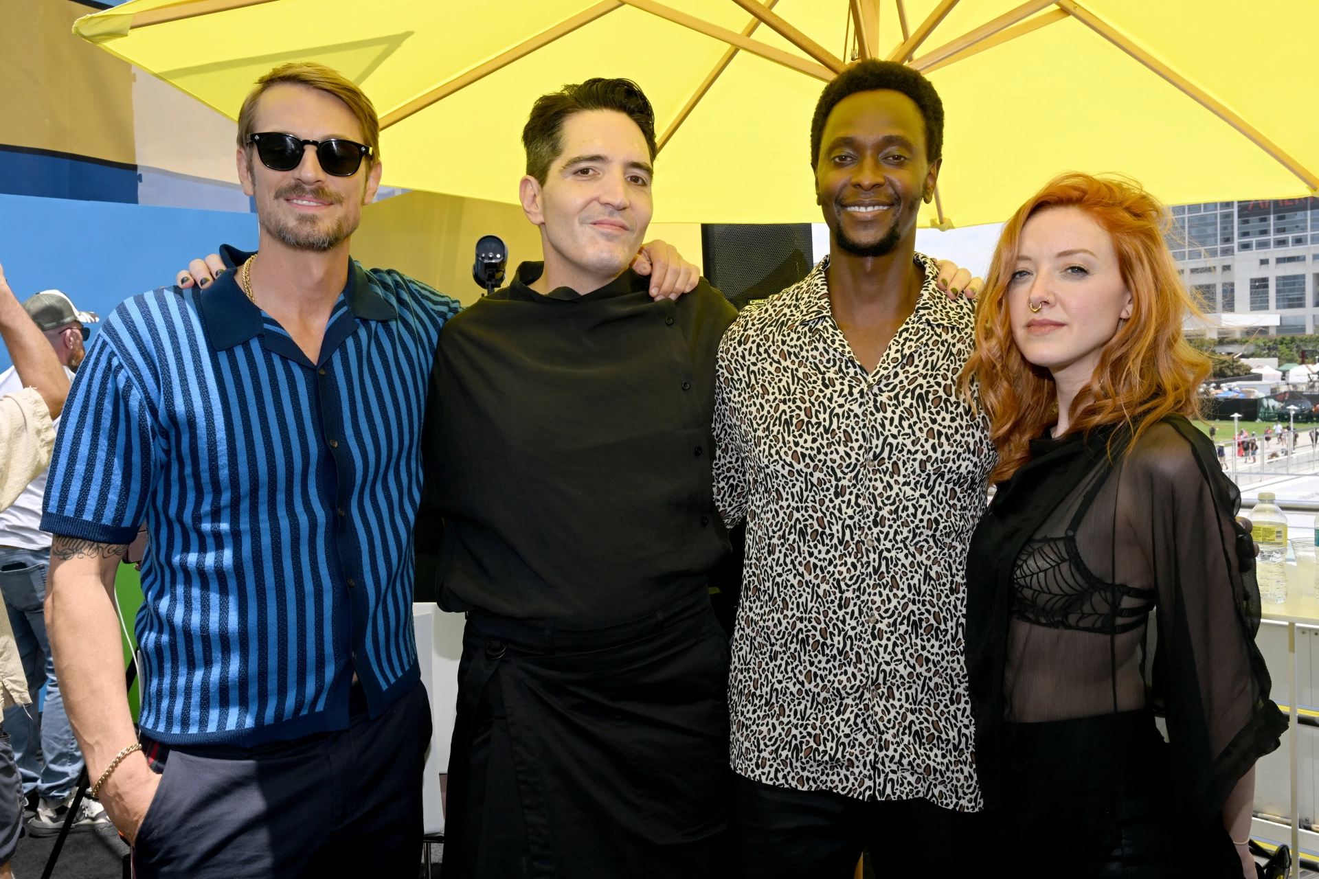 Joel Kinnaman, Edi Gathegi, David Dastmalchian, and Evelyn Leigh at an event for For All Mankind (2019)