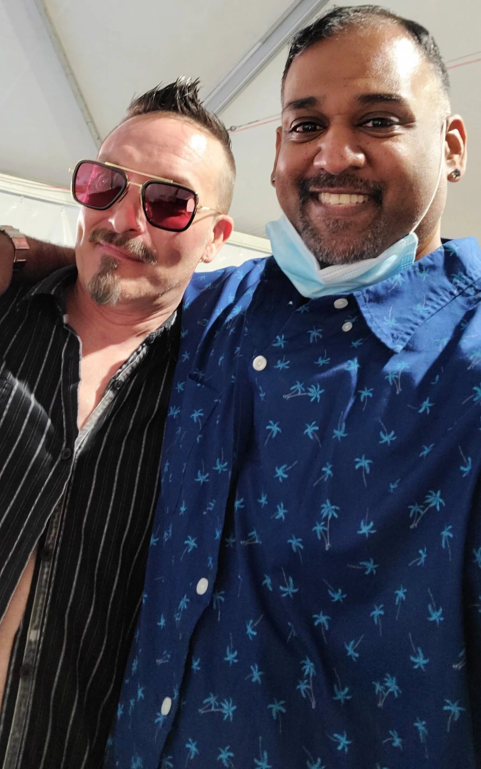 Ro Garcia and Jerry Beharry on the set of The Guardians of the Galaxy Holiday Special.