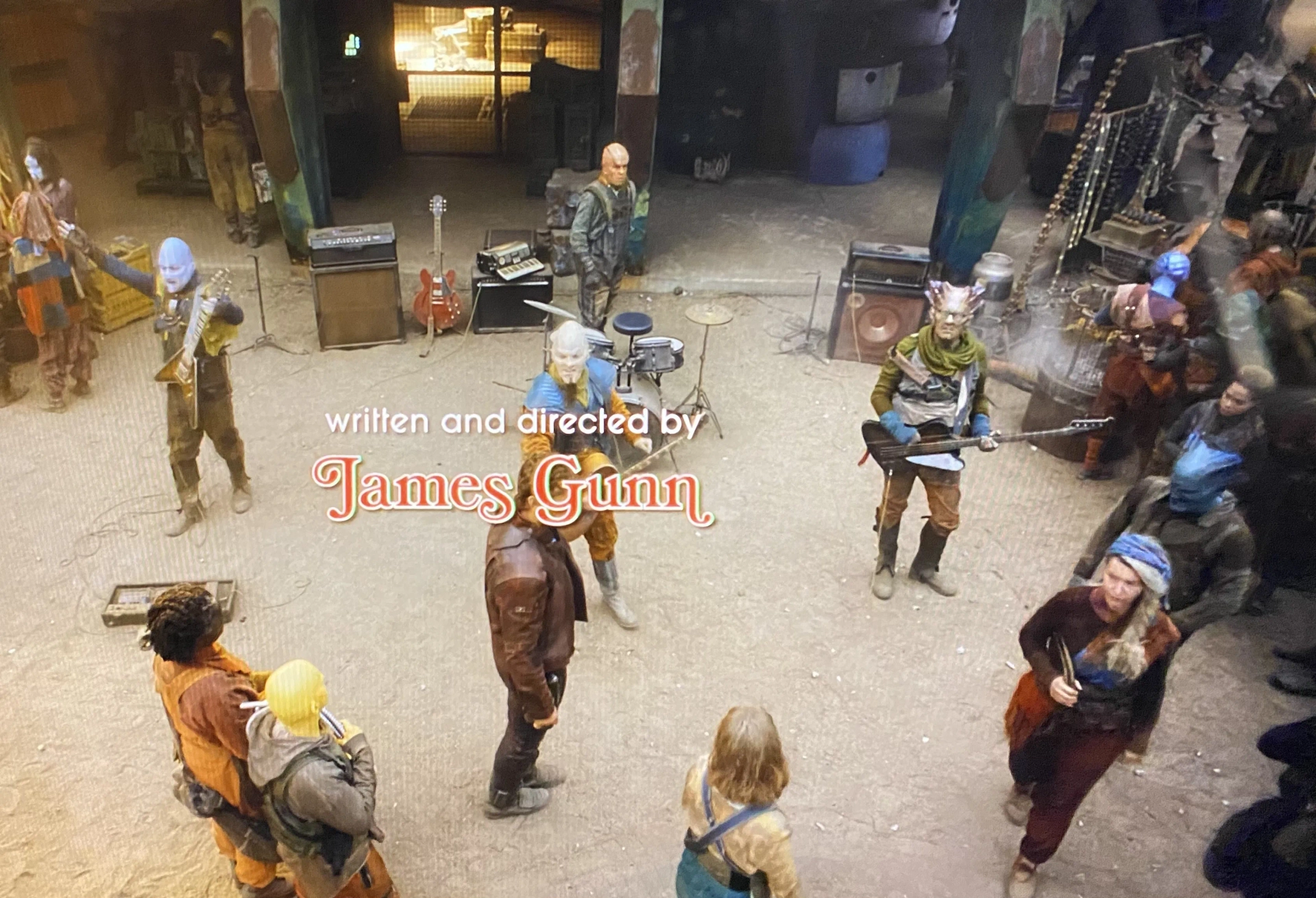 Chris Pratt, Christina R Gregg, Rhett Miller, Ken Bethea, Philip Peeples, and Murry Hammond in The Guardians of the Galaxy Holiday Special (2022)