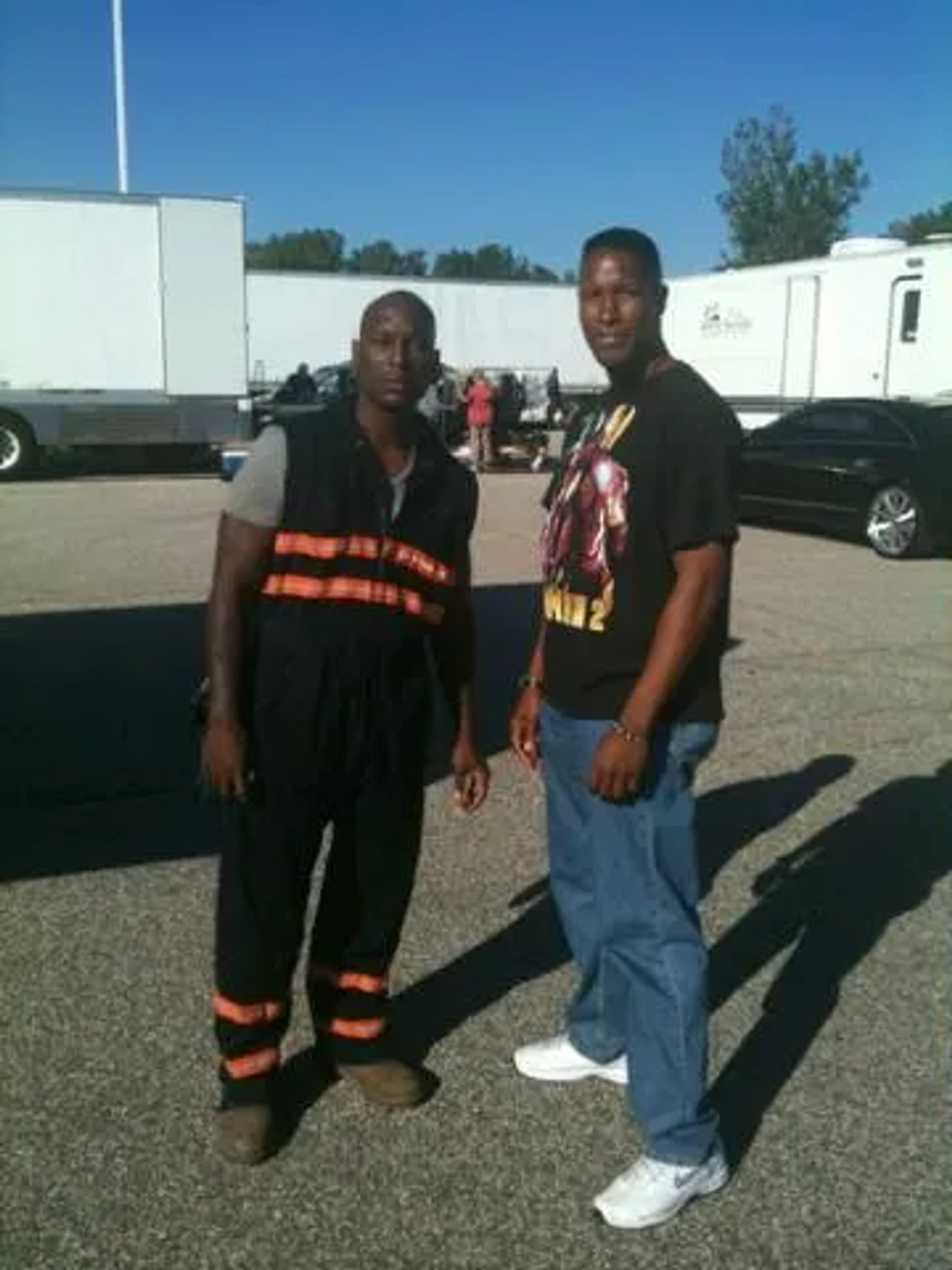 Tyrese Gibson & James Weston II on set