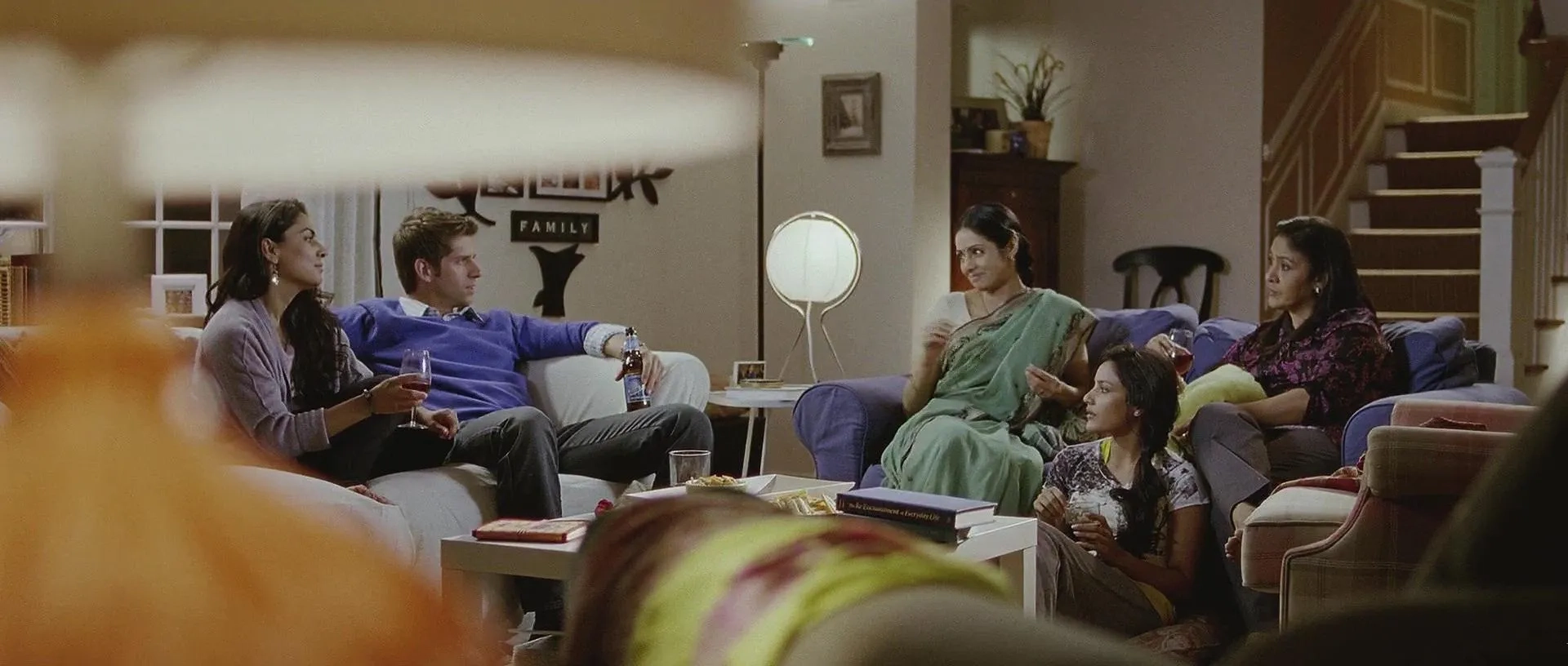 Sridevi, Sujata Kumar, Priya Anand, Ross Nathan, and Neelu Sodhi in English Vinglish (2012)