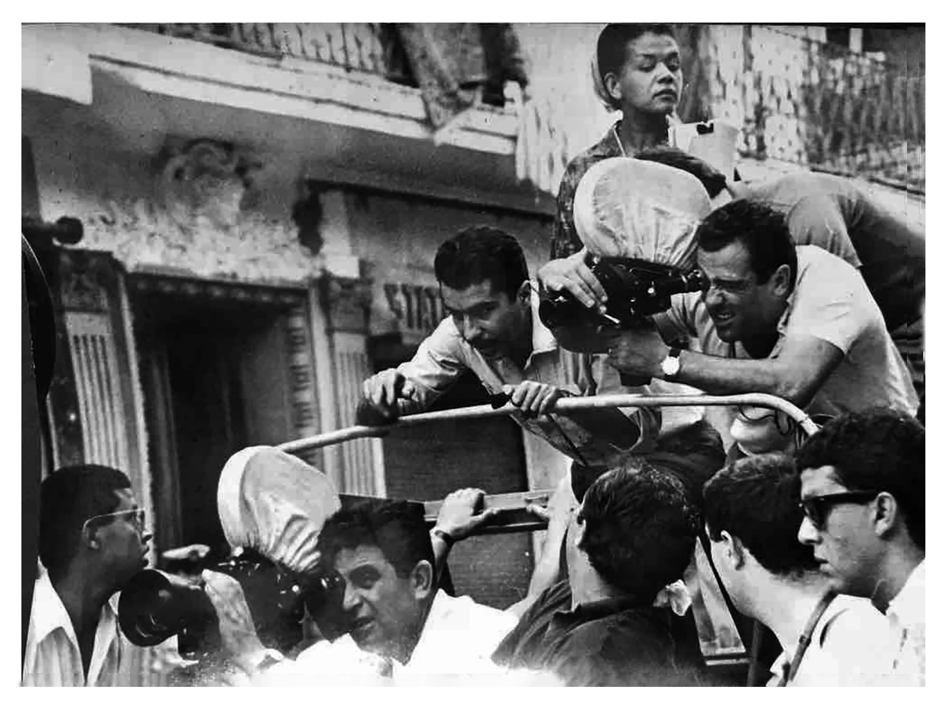 Marcello Gatti, Sarah Maldoror, Gillo Pontecorvo, and Ali Marok in The Battle of Algiers (1966)