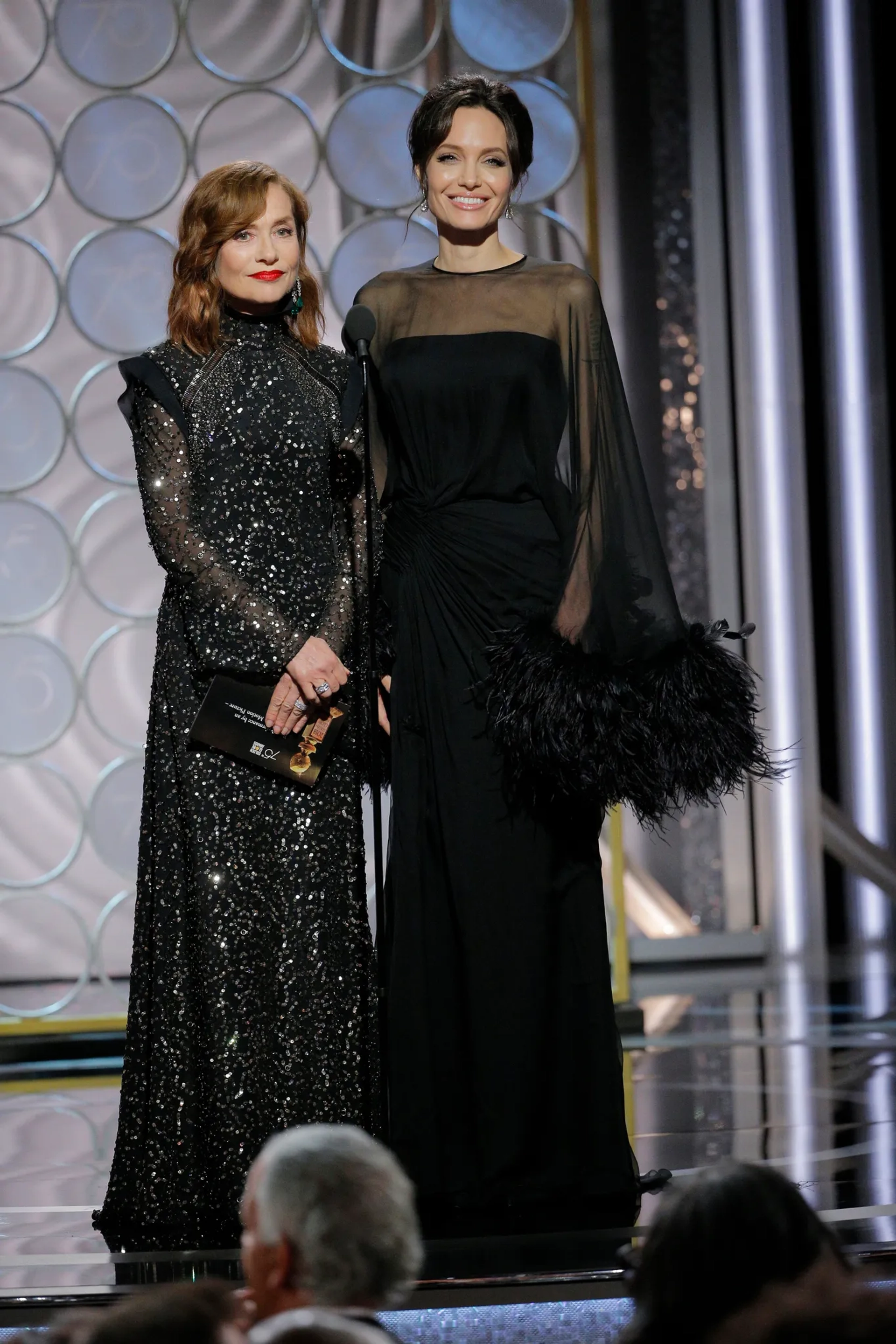 Isabelle Huppert and Angelina Jolie at an event for 75th Golden Globe Awards (2018)