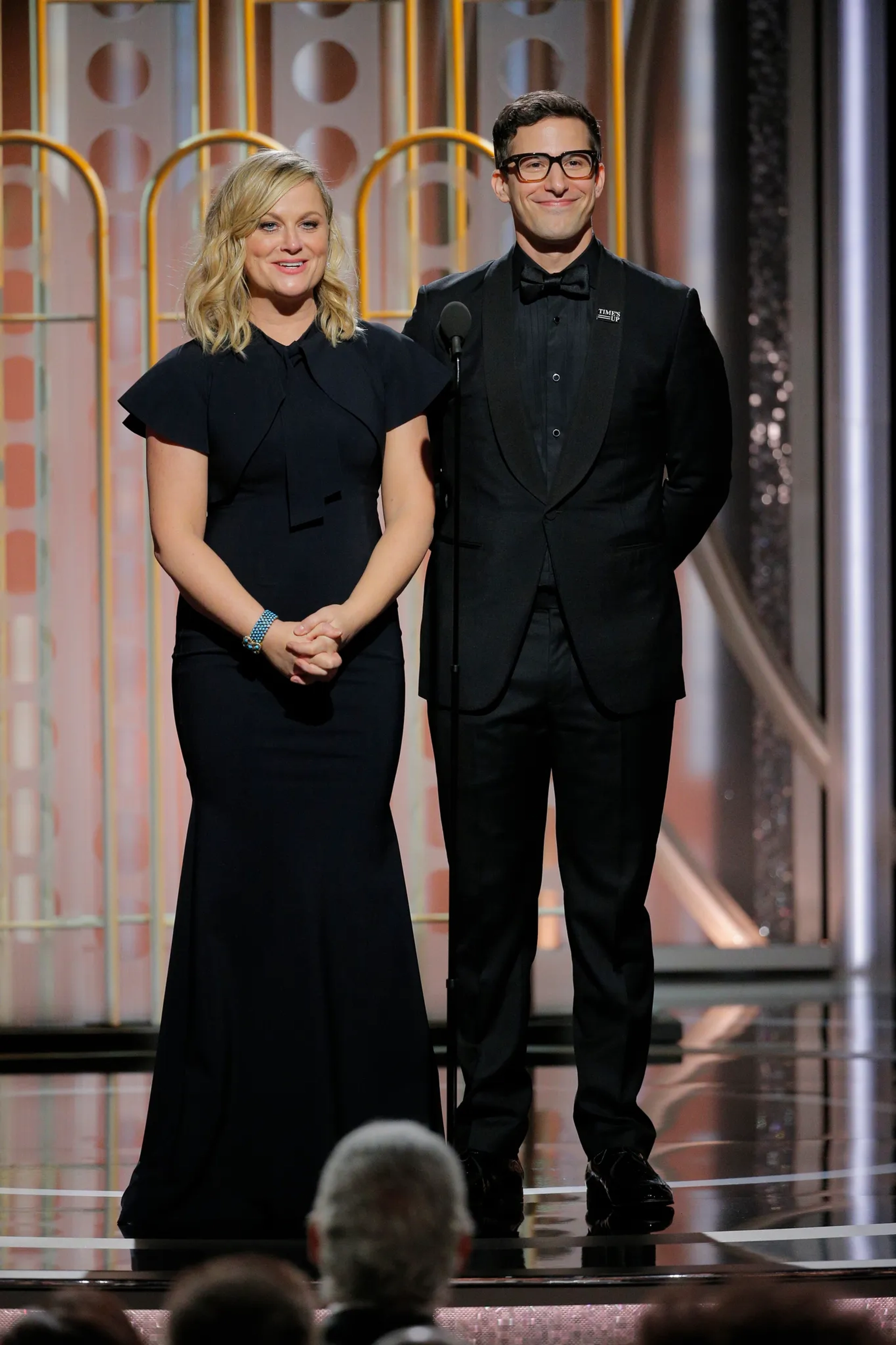 Amy Poehler and Andy Samberg at an event for 75th Golden Globe Awards (2018)