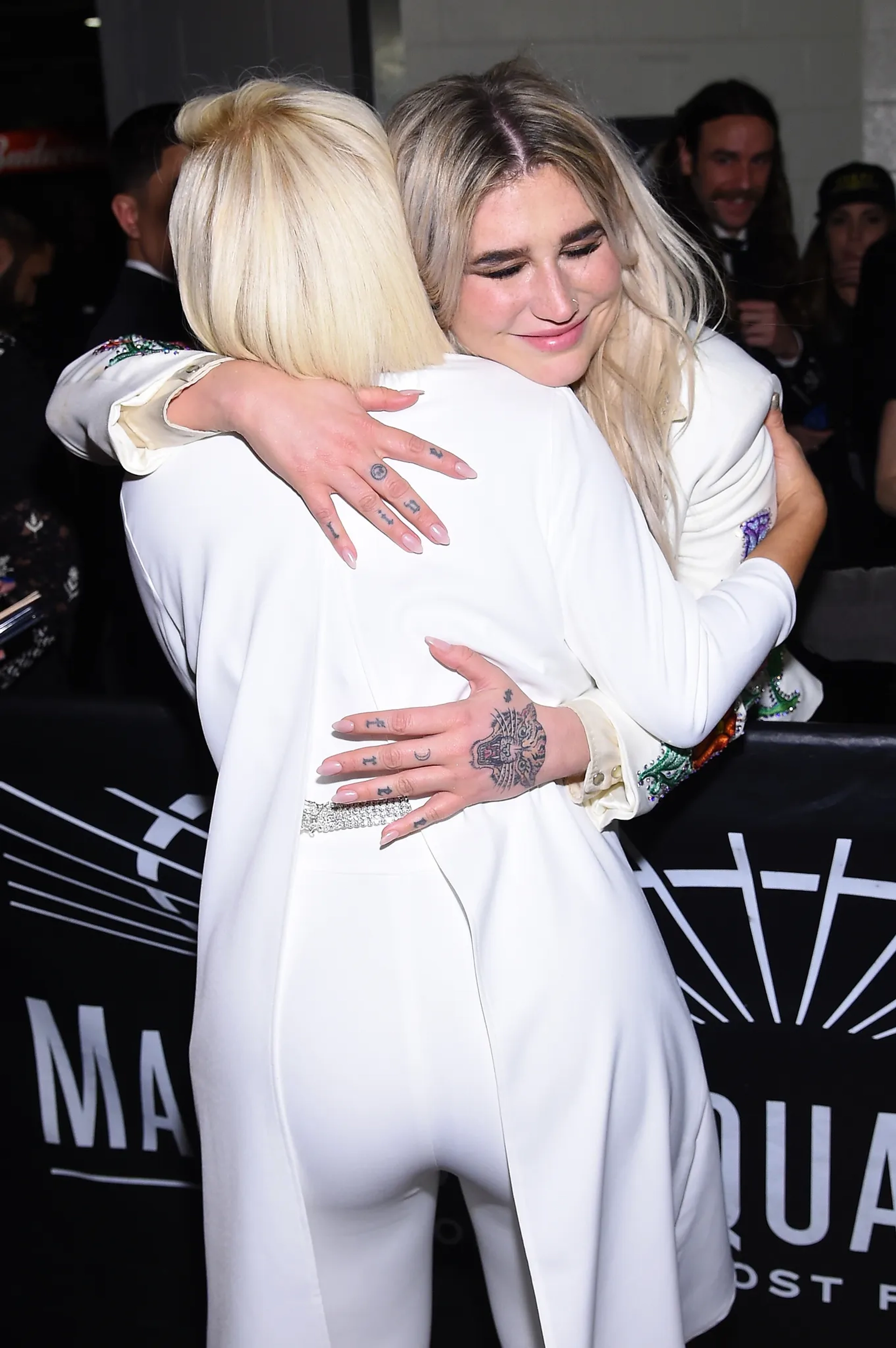 Kesha and Bebe Rexha at an event for The 60th Annual Grammy Awards (2018)