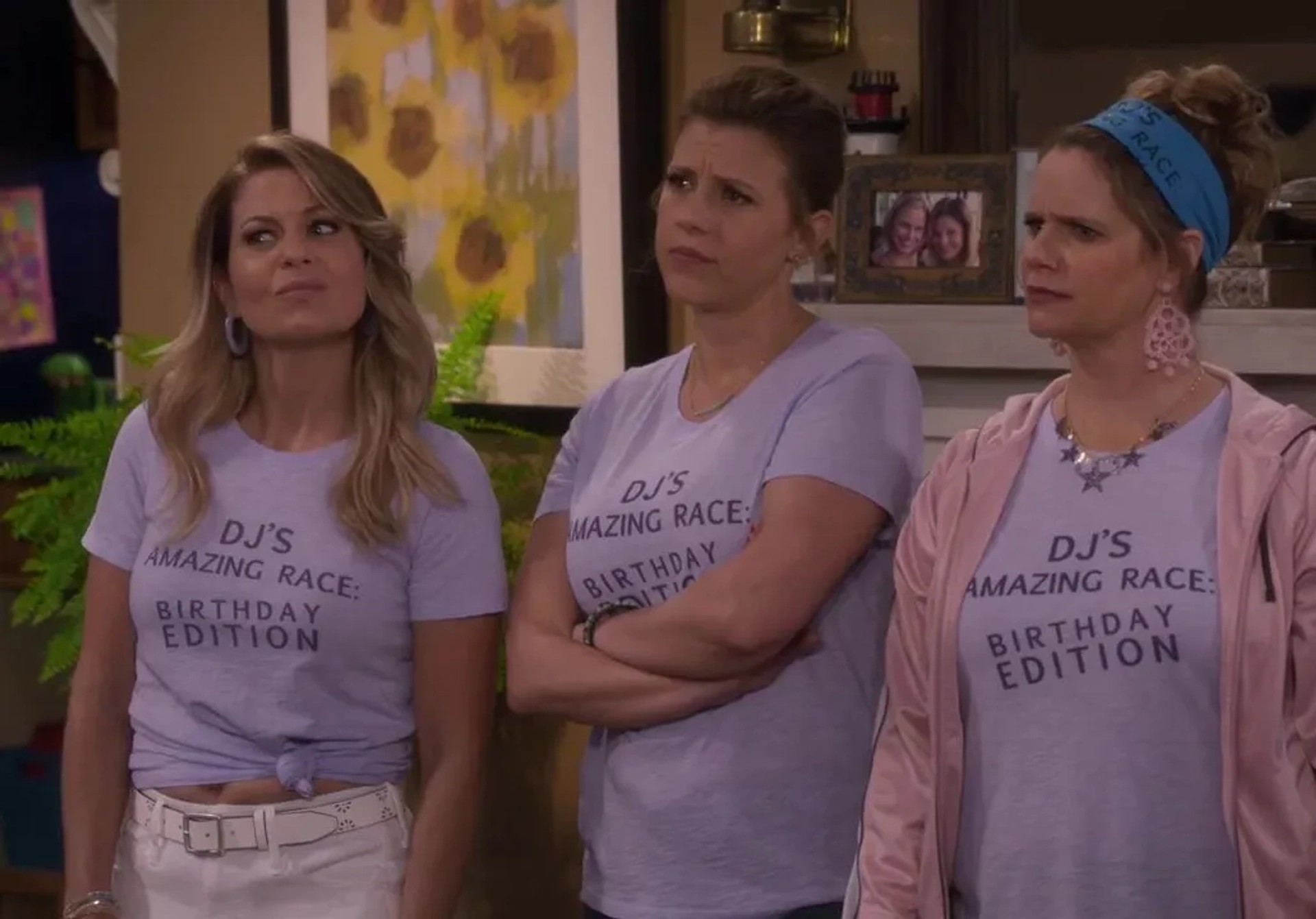 Andrea Barber, Candace Cameron Bure, and Jodie Sweetin in Fuller House: DJ's Amazing 40th Birthday Race (2019)