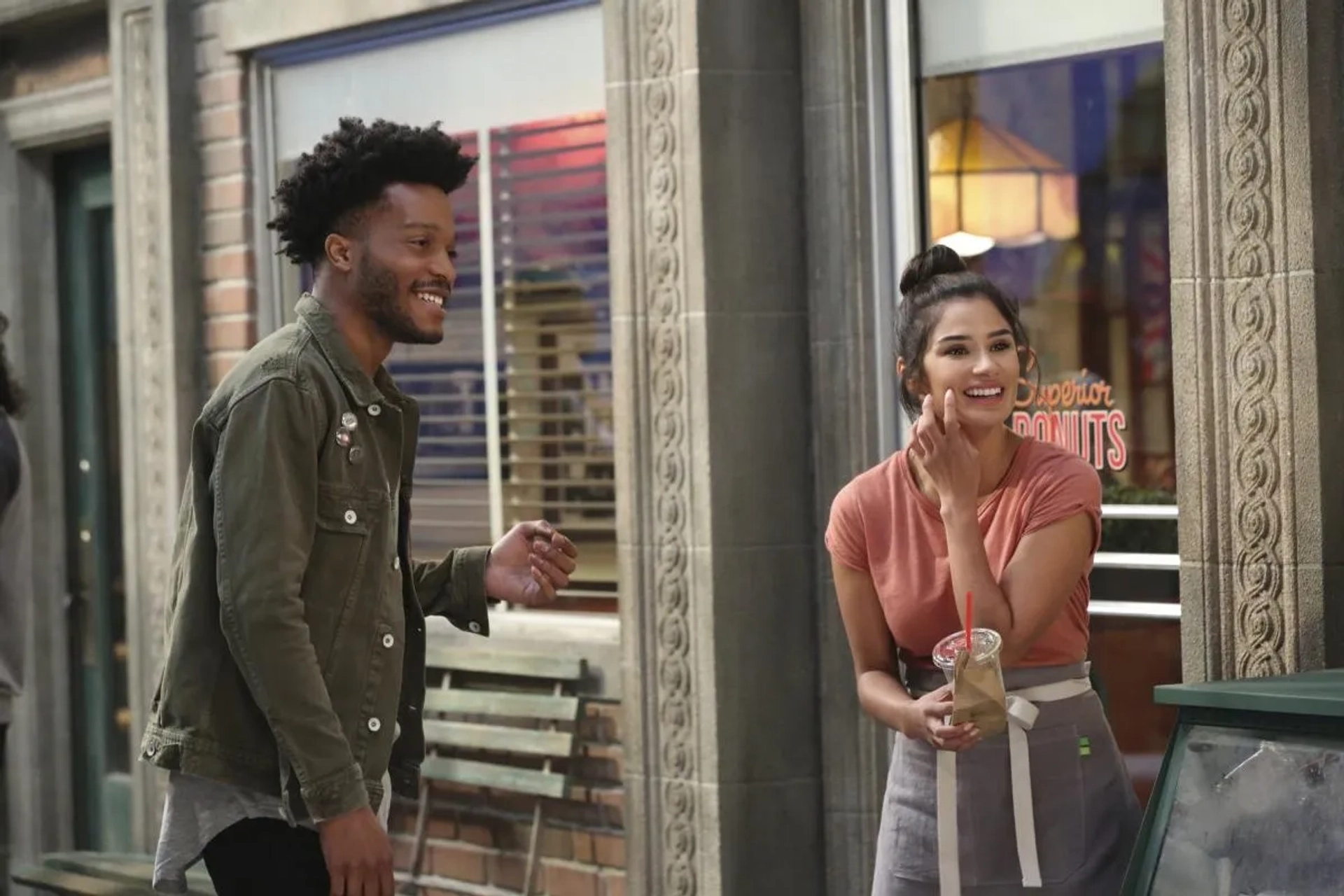 Jermaine Fowler and Diane Guerrero in Superior Donuts (2017)