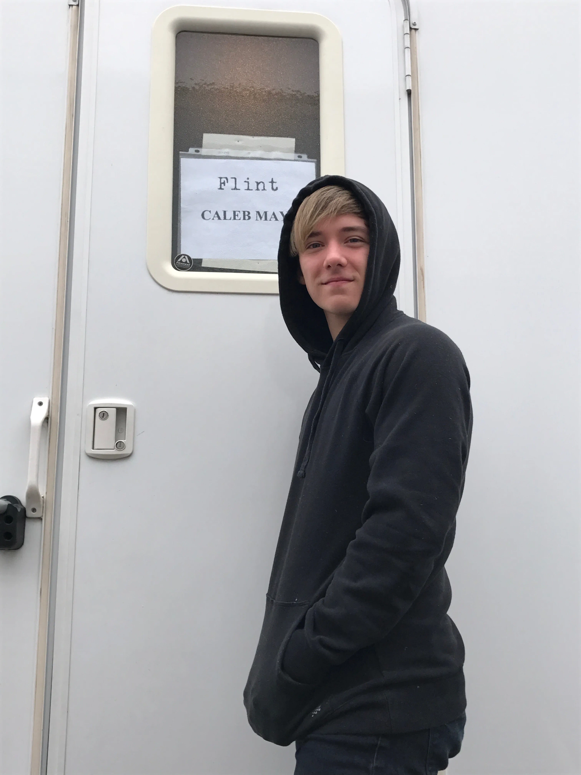 Mathew Edmondson on set of Flint