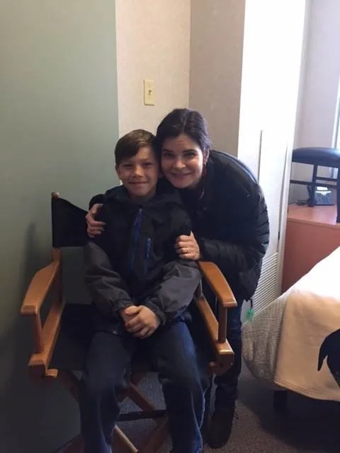 Lucas & his tv mom Betsy Brandt who plays Lee Anne Walters in Flint