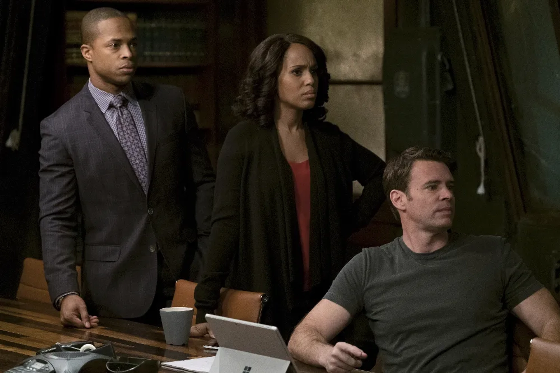 Scott Foley, Kerry Washington, and Cornelius Smith Jr. in Scandal (2012)